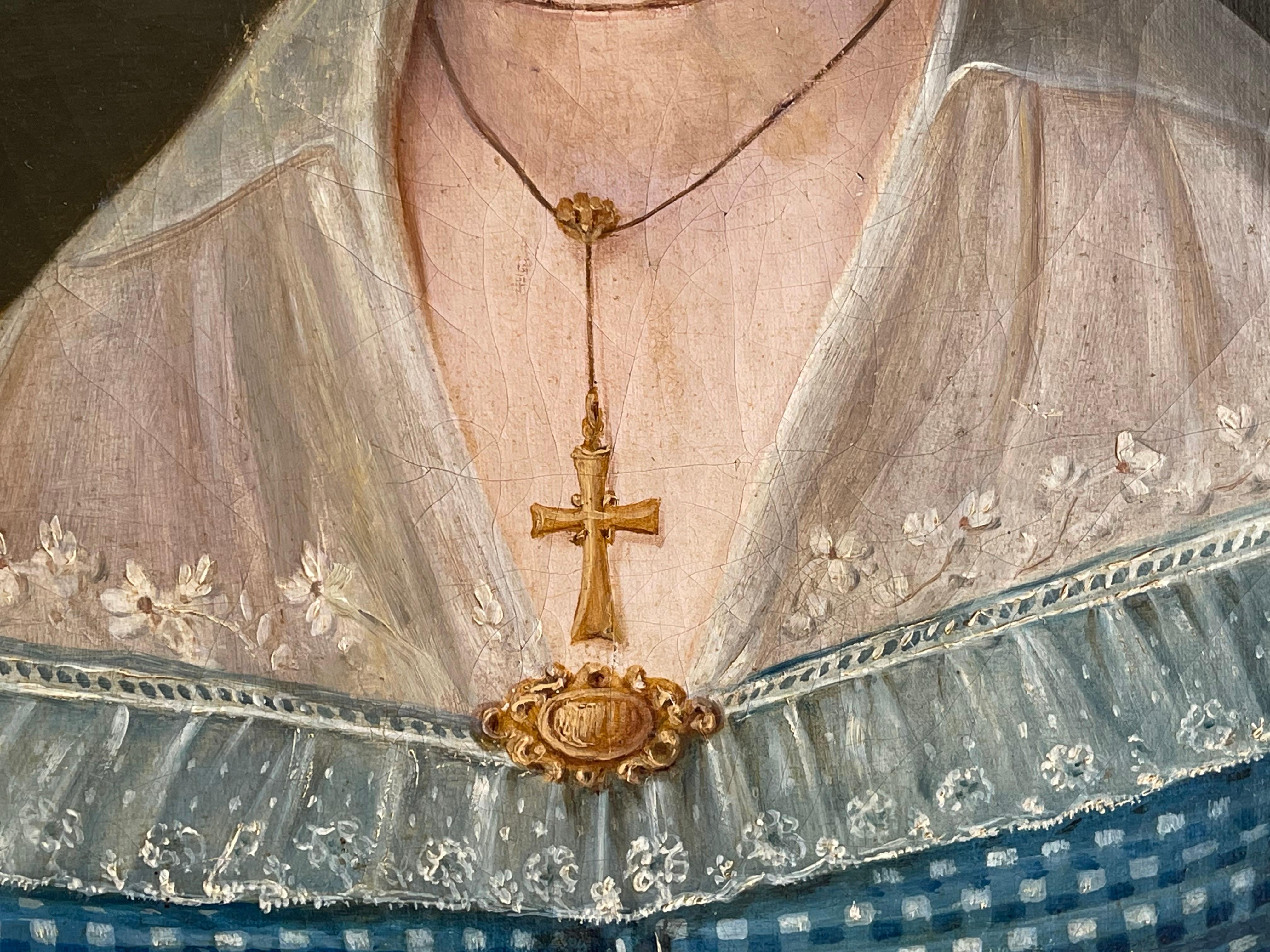 Large Portrait of Young Lady, Oil on Canvas, 19th Century 1