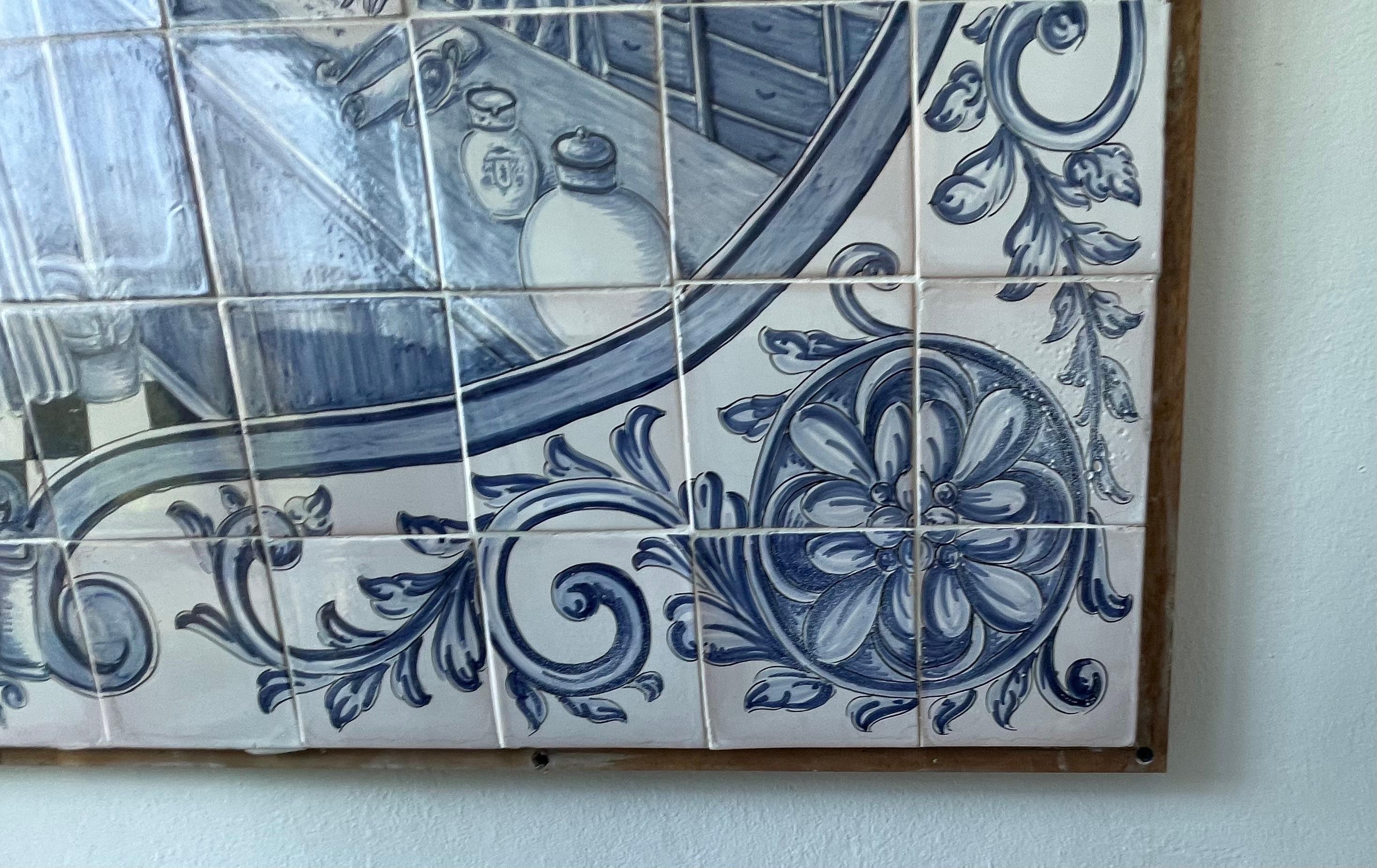 Grande murale portoghese del 18° secolo su legno di 