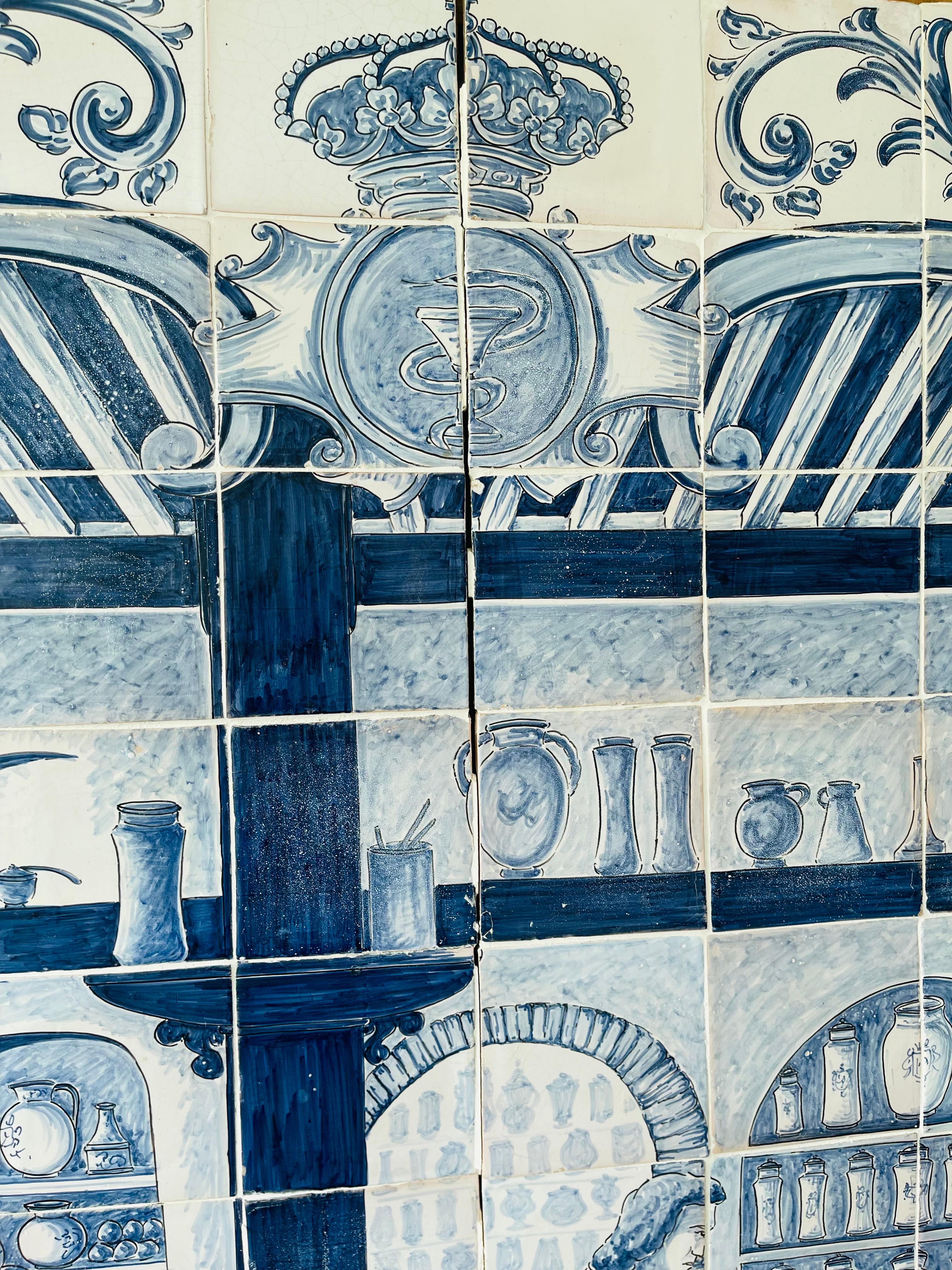 Cotto Grande murale portoghese del 18° secolo su legno di 