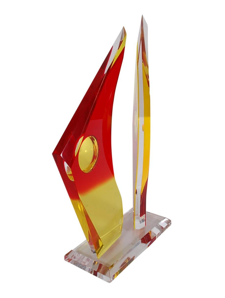 Post-Modern Large Postmodern Abstract Freeform Lucite / Acrylic Table Sculpture Signed For Sale