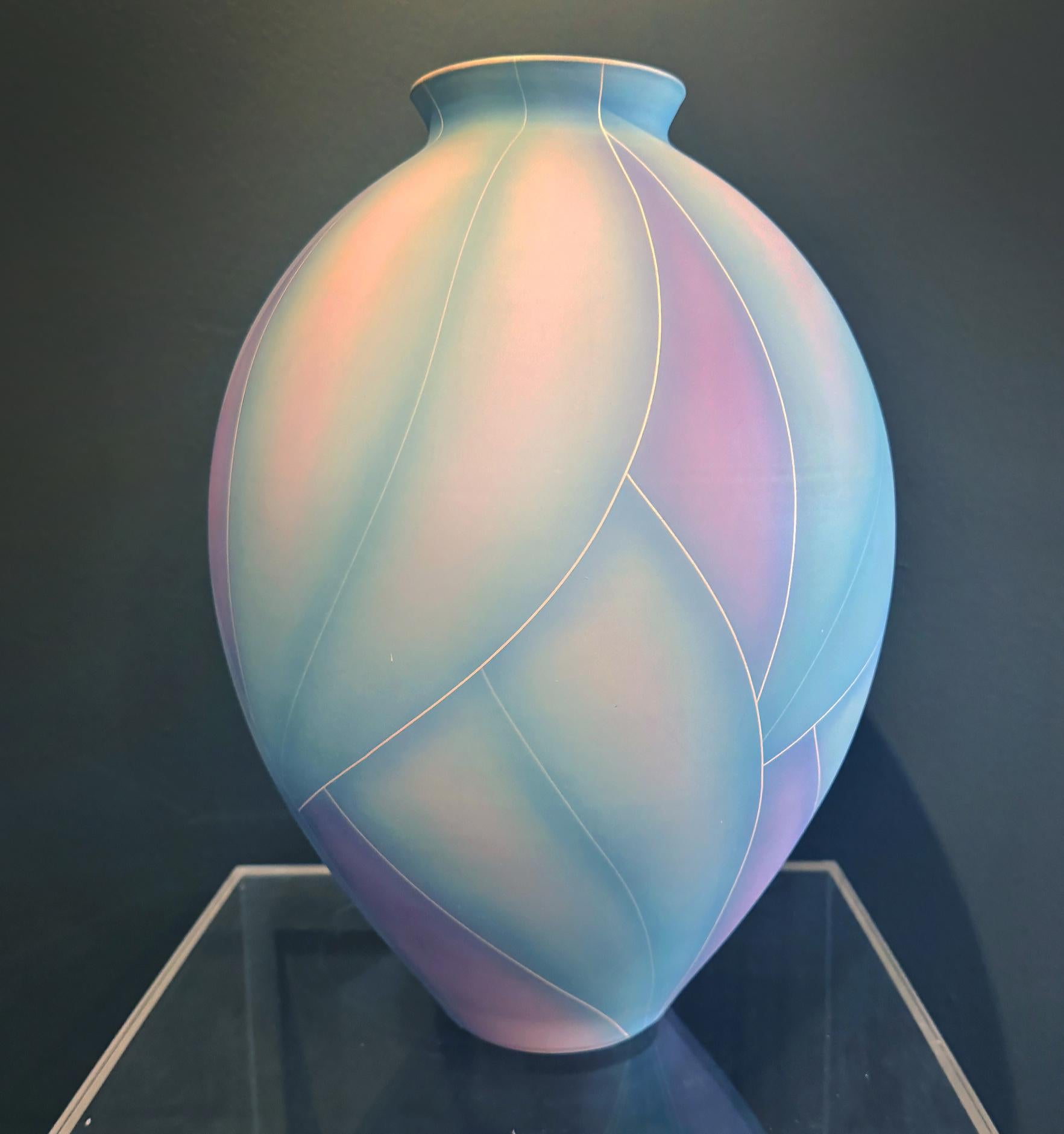 Late 20th Century Large Post-Modern Abstract Glazed Studio Pottery Urn, Vase, Signed For Sale