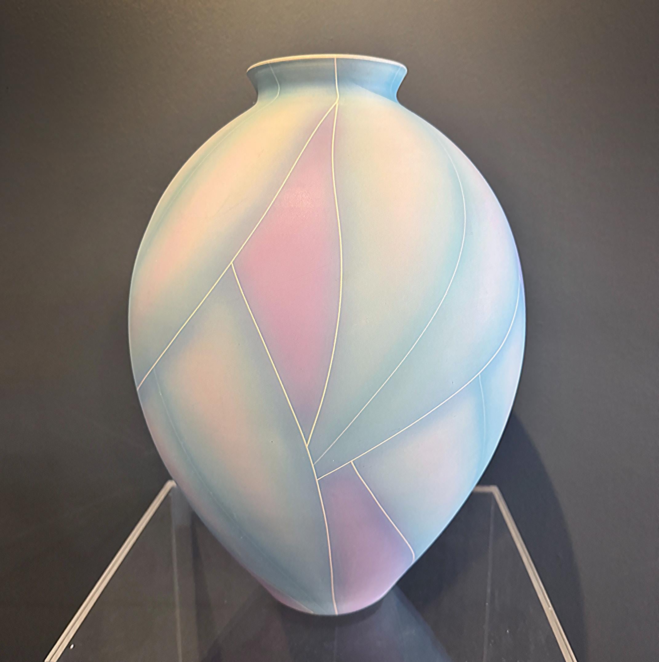 Large Post-Modern Abstract Glazed Studio Pottery Urn, Vase, Signed In Good Condition For Sale In Miami, FL