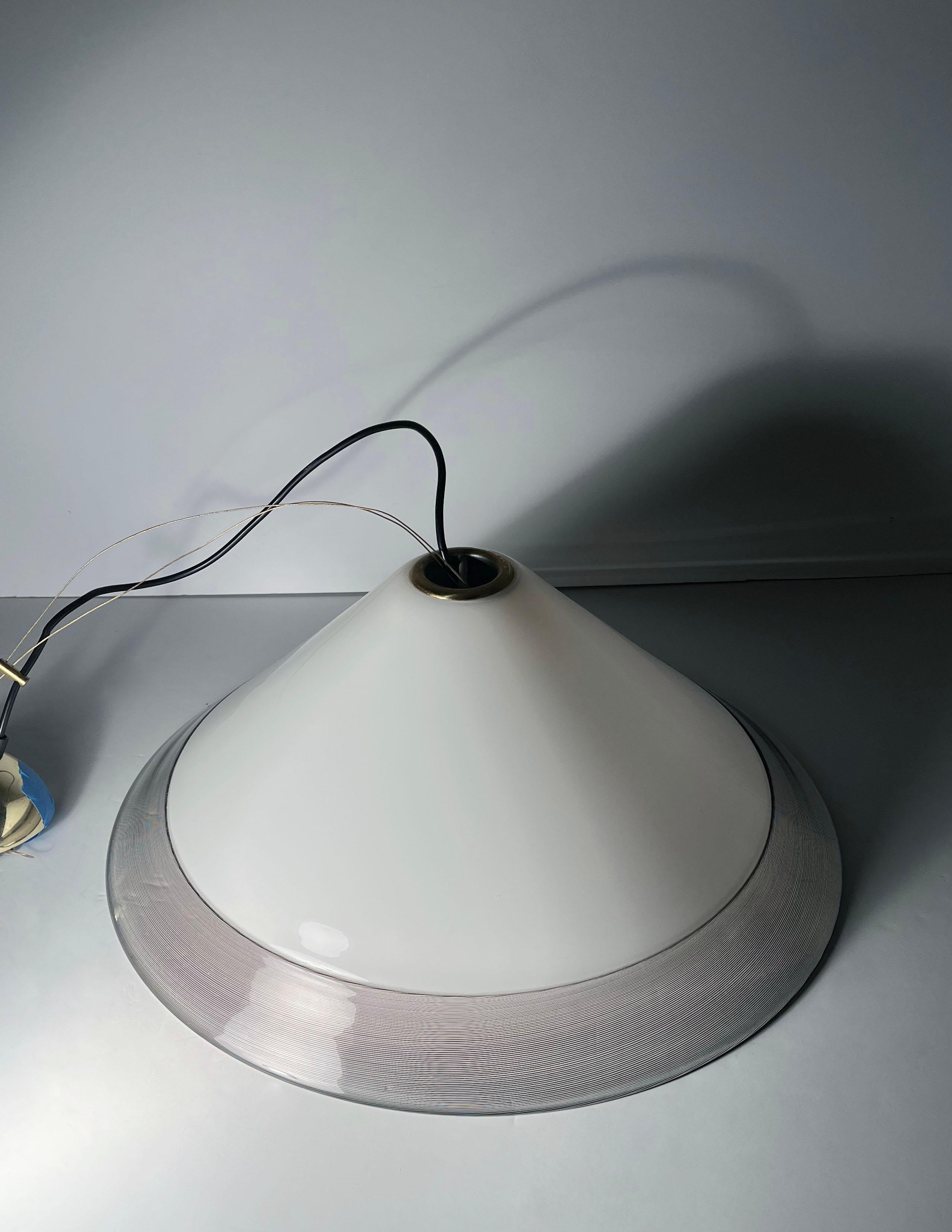 Post-Modern Large Post Modern Art Glass Pendant Lamp attributed to Venini For Sale