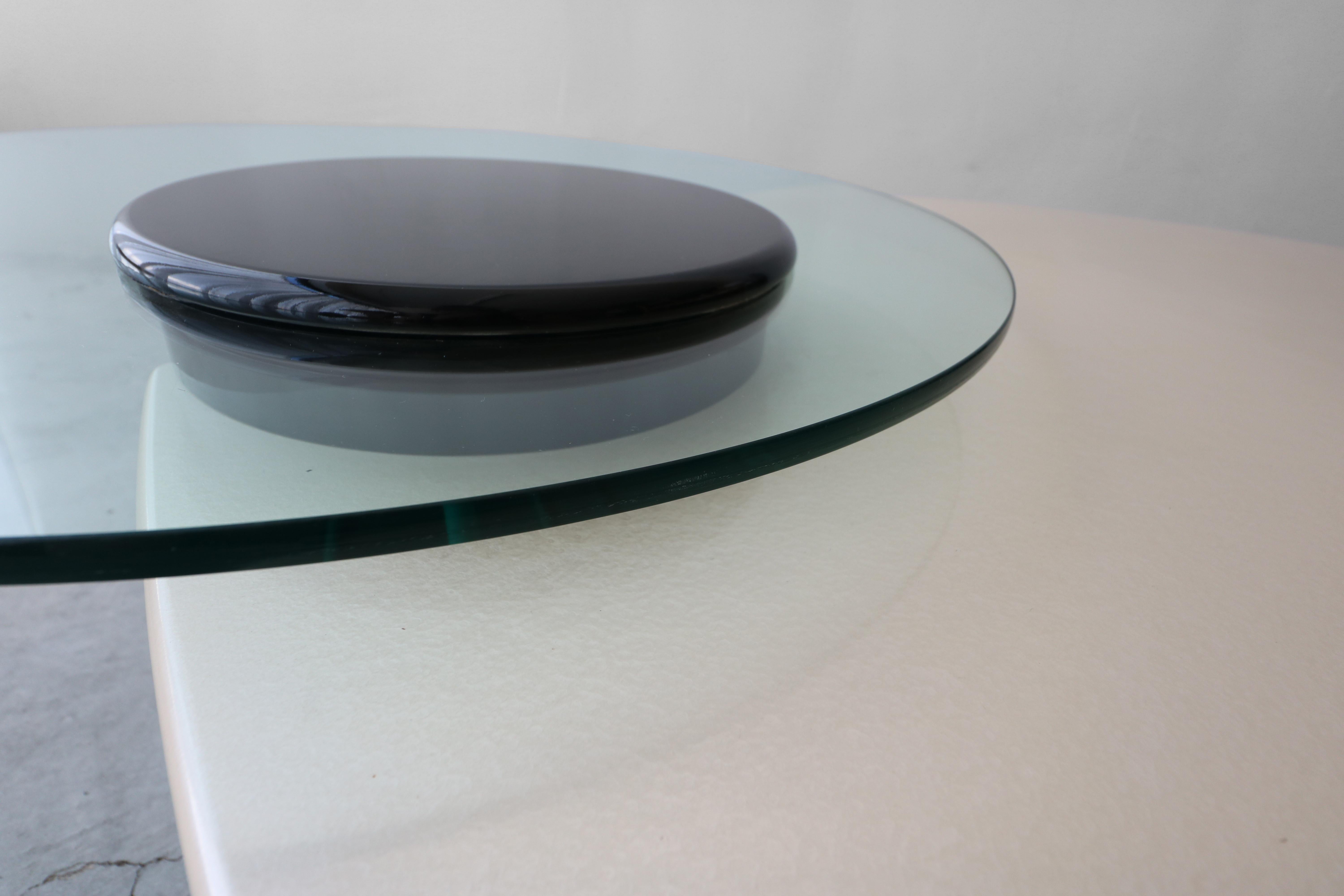Post-Modern Large Postmodern Articulating 3-Tier Black and White Coffee Table by Rougier