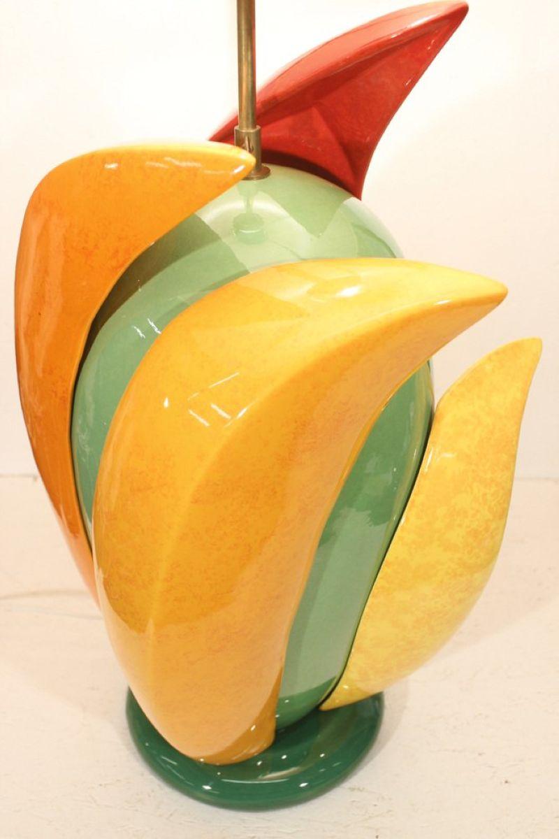 Große postmoderne Keramik-Tischlampe von François Chatain, Frankreich 1990er Jahre (Ende des 20. Jahrhunderts) im Angebot