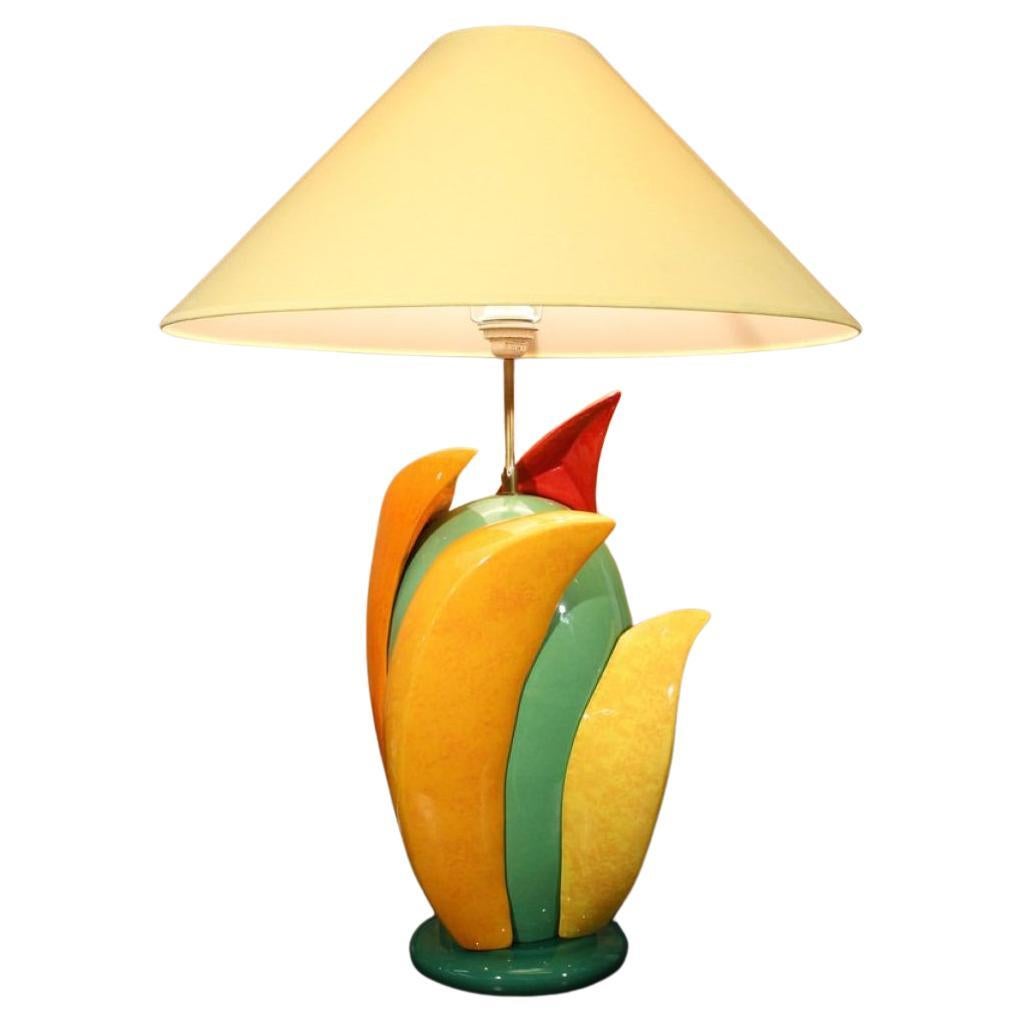 Große postmoderne Keramik-Tischlampe von François Chatain, Frankreich 1990er Jahre im Angebot