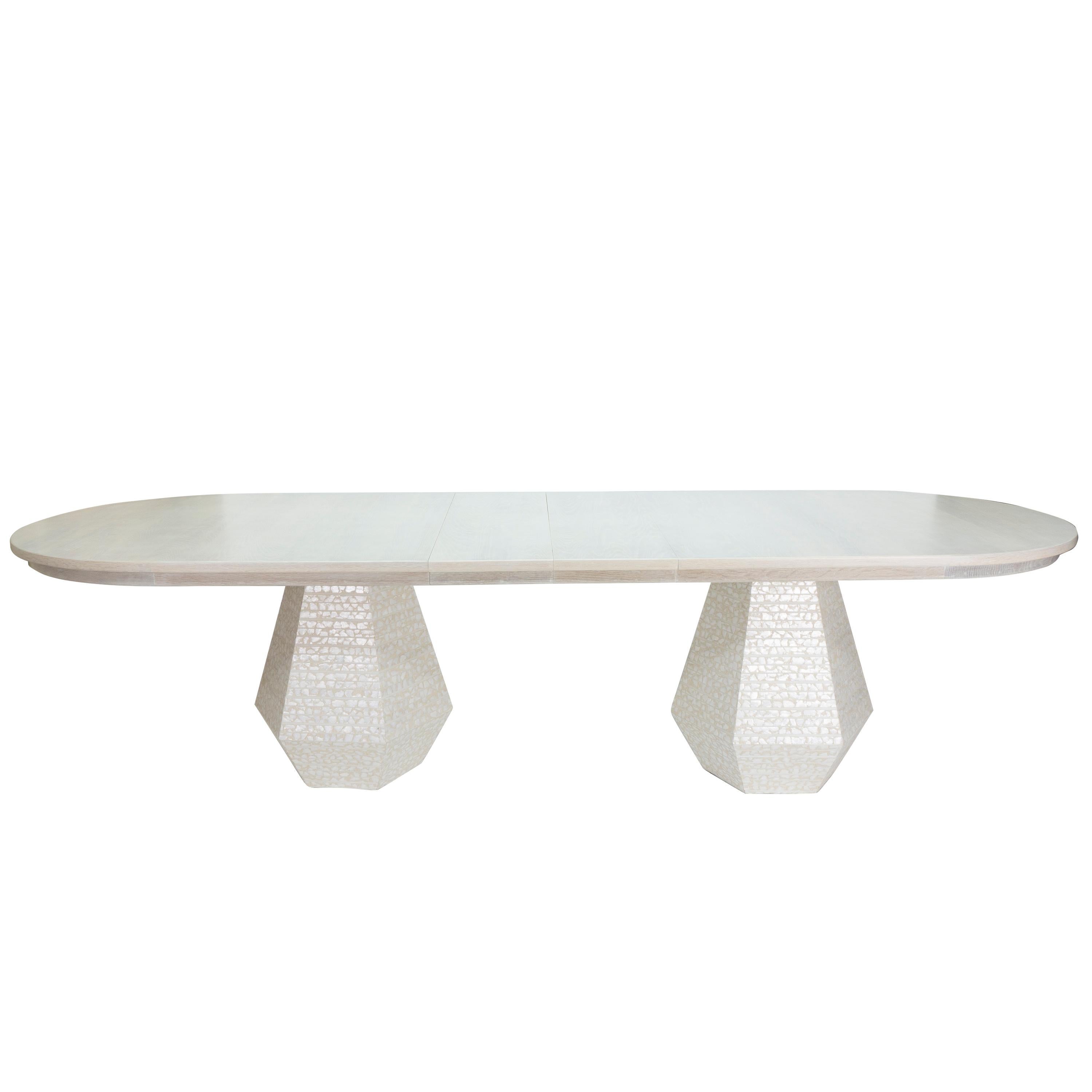 Post-Modern Large Postmodern Dining Table with Extension Leaves For Sale