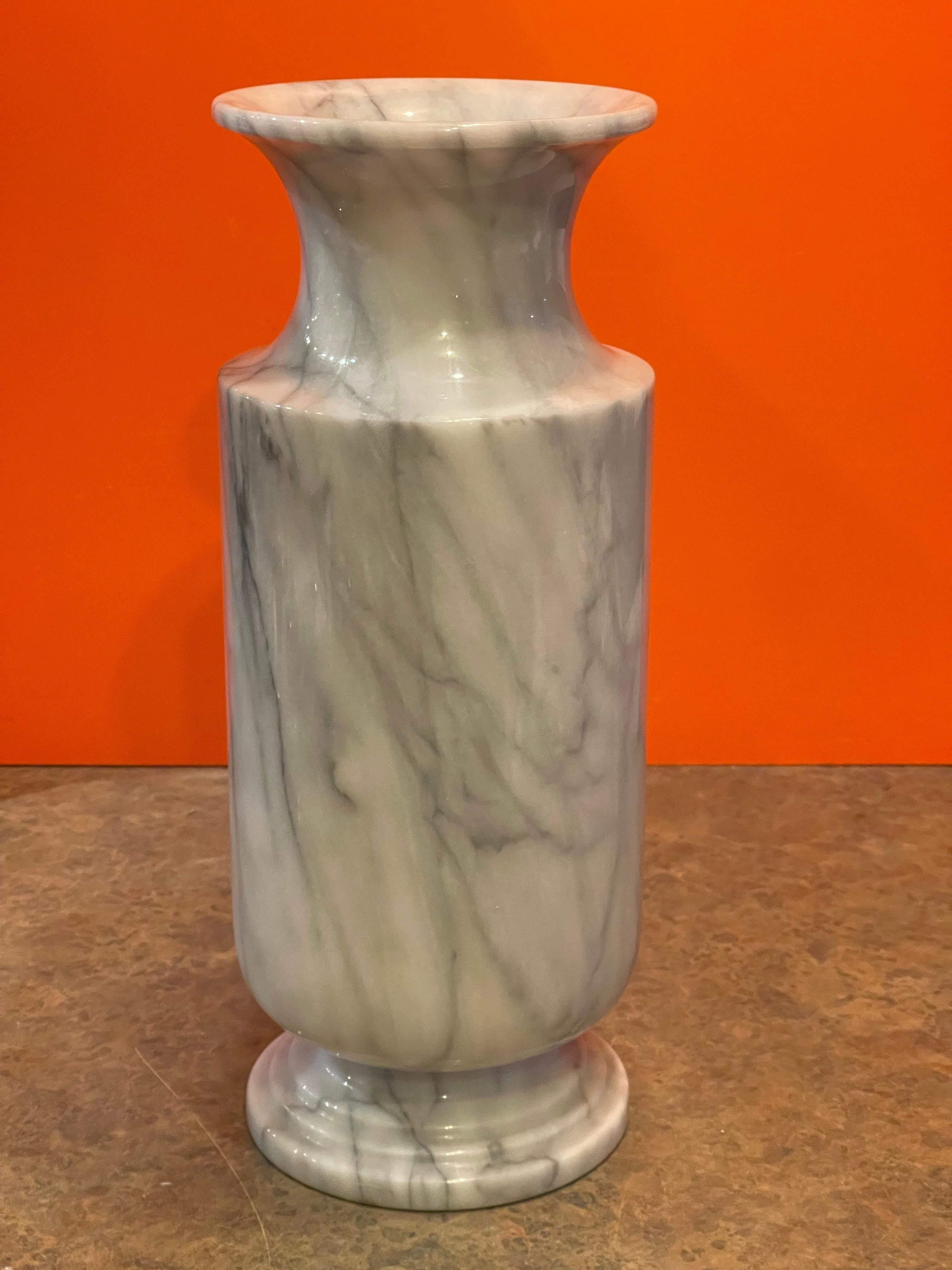 Large Post-Modern Italian Carrara Marble Vase In Good Condition For Sale In San Diego, CA
