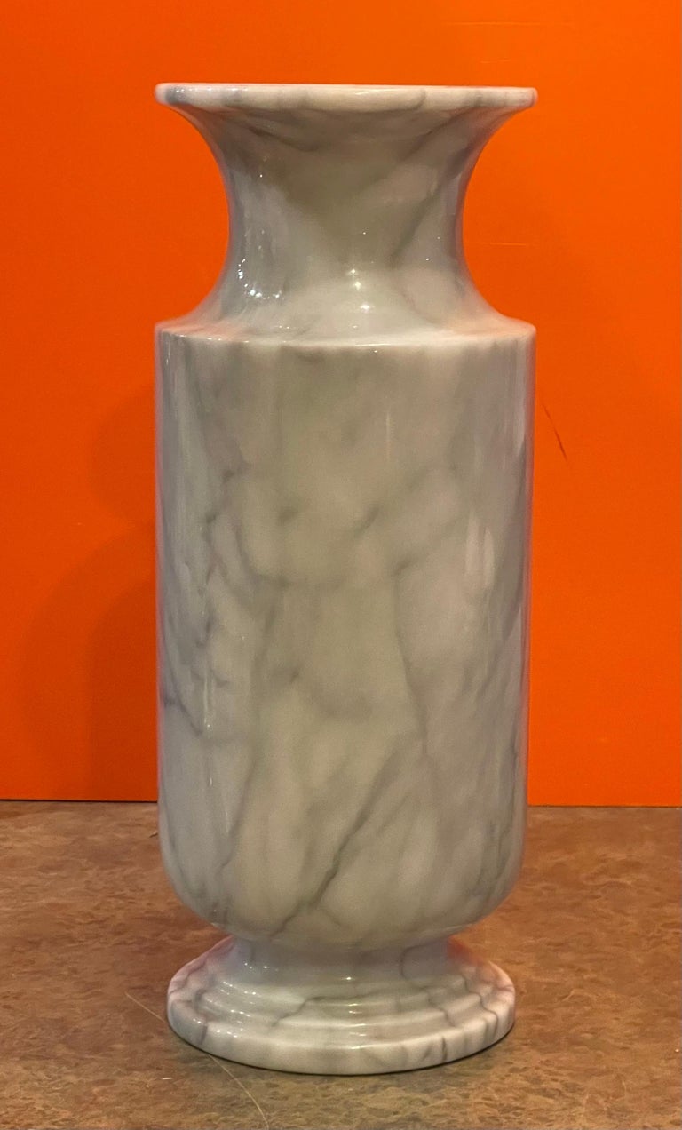Large PostModern Italian Carrara Marble Vase For Sale at 1stDibs