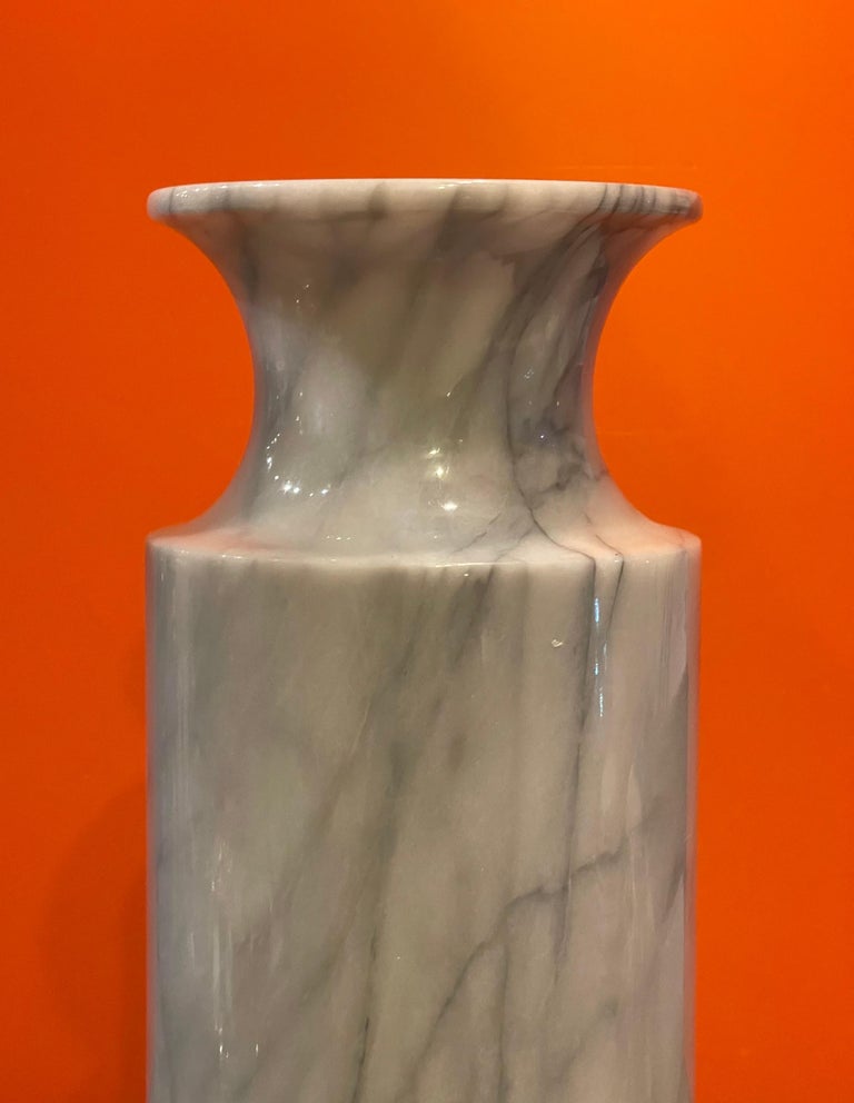 Large PostModern Italian Carrara Marble Vase For Sale at 1stDibs