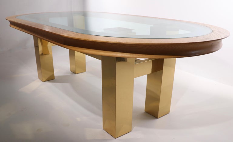 American Large Post Modern Oval Dining Table after Evans For Sale