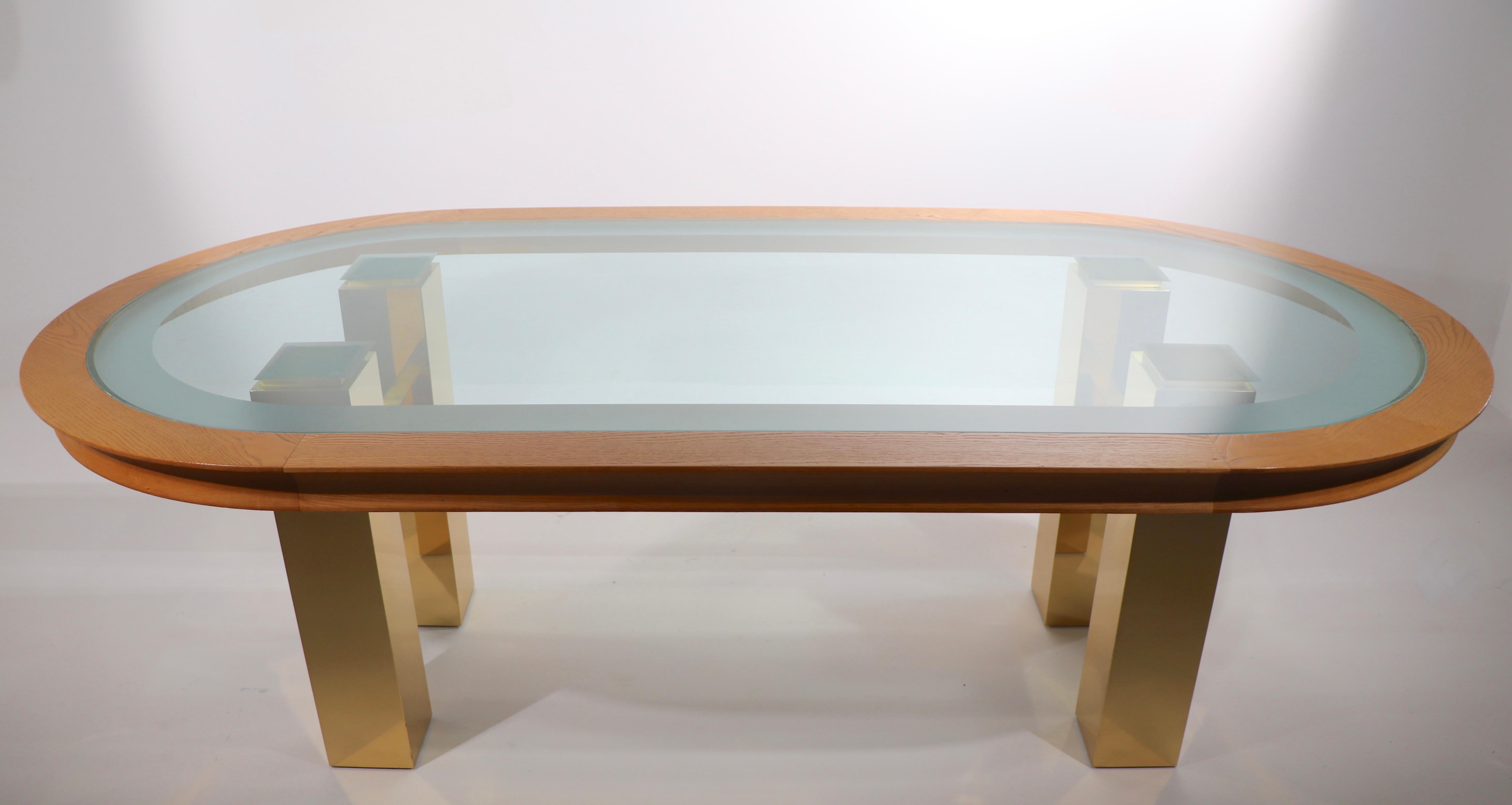 American Large Post Modern Oval Dining Table after Evans For Sale