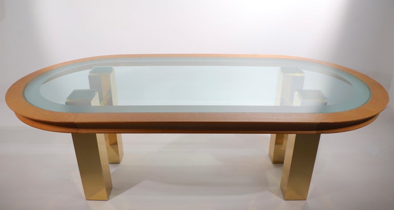 Large Post Modern Oval Dining Table after Evans In Good Condition For Sale In New York, NY