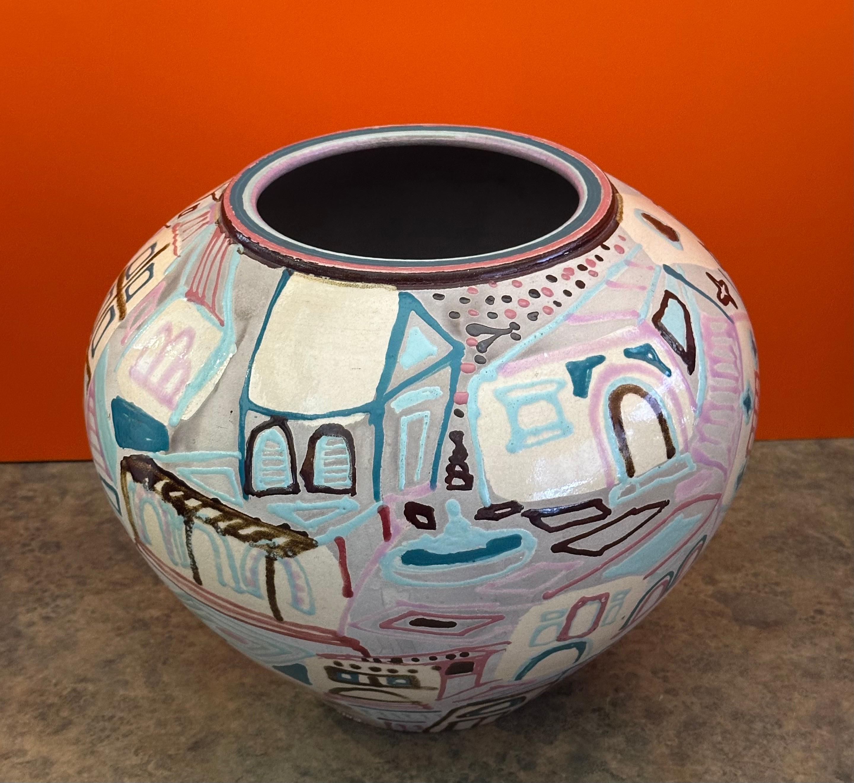 Große postmoderne Vase aus Raku-Keramik von Amadio Smith im Angebot 3