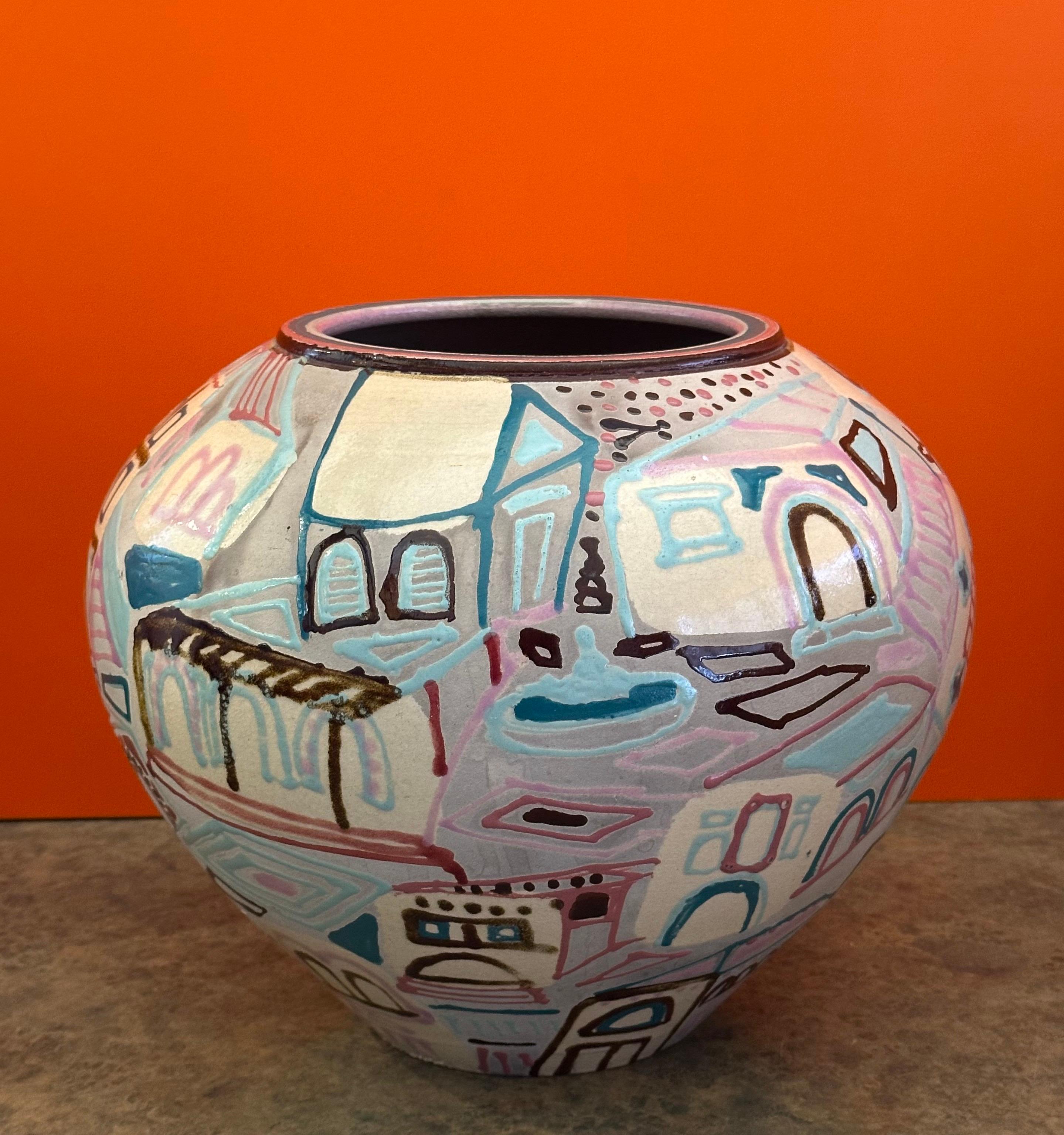 Große postmoderne Vase aus Raku-Keramik von Amadio Smith im Angebot 2