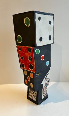 Large Post Modern "Stacked Dice Vase" Art Sculpture by Artist Michael Corney