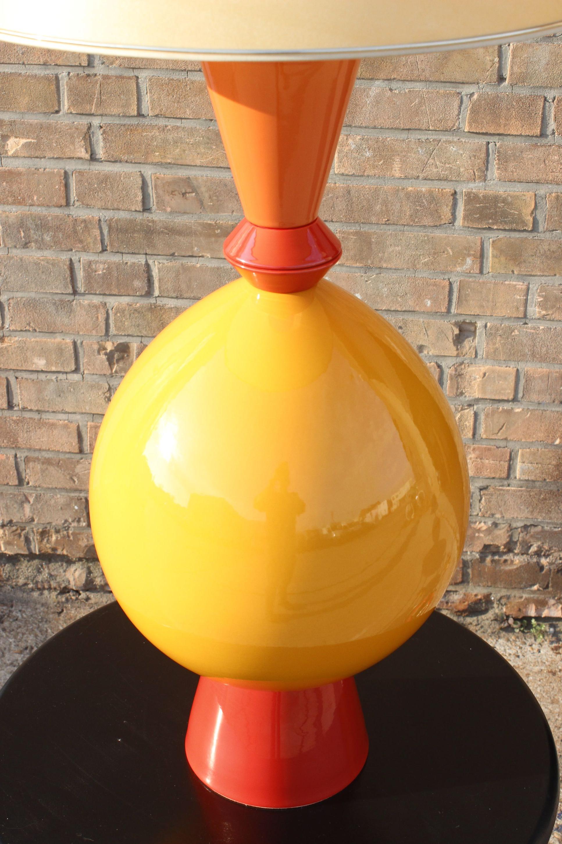 Large post-modern table lamp in glazed ceramic by Lampes D'Albret, France 1990s For Sale 4