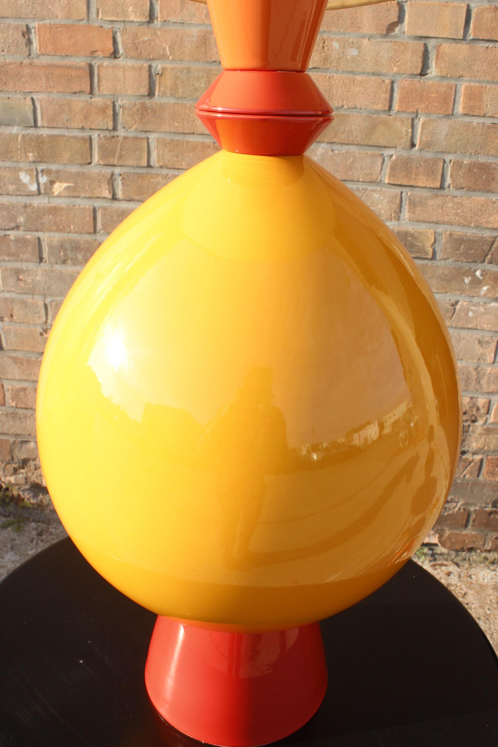 Large post-modern table lamp in glazed ceramic by Lampes D'Albret, France 1990s For Sale 2