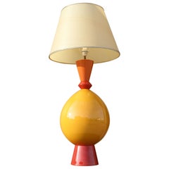 Gran lámpara de sobremesa posmoderna de cerámica esmaltada de Lampes D'Albret, Francia años 90