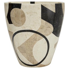 Large Post Modern Tessellated Stone Round "Et Cetera" Planter, 1990s