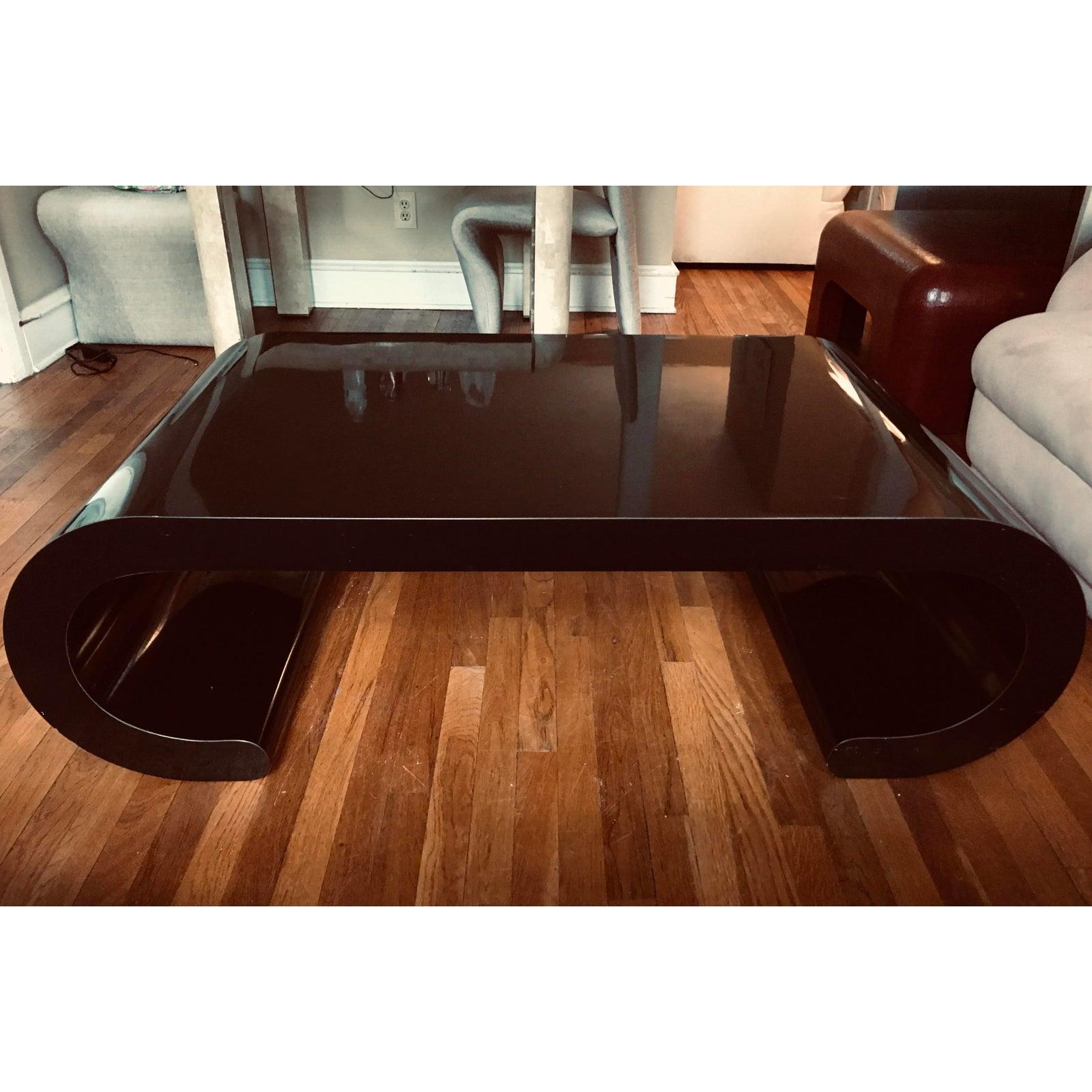 Post-Modern Large Postmodern Black Scroll Cocktail Table