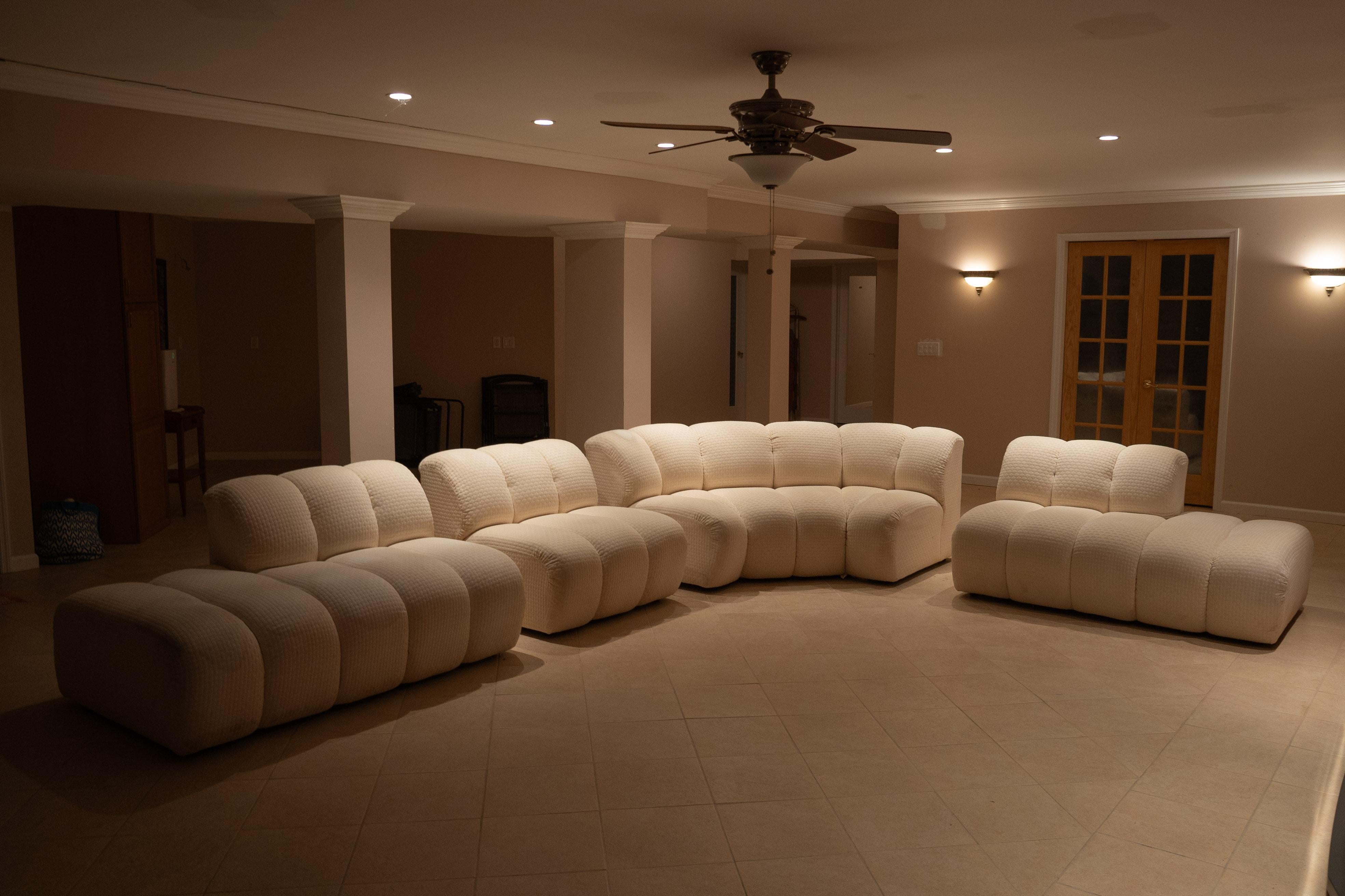 Large Postmodern Channeled 4-Piece Modular Sectional Sofa Attr. Steve Chase 7