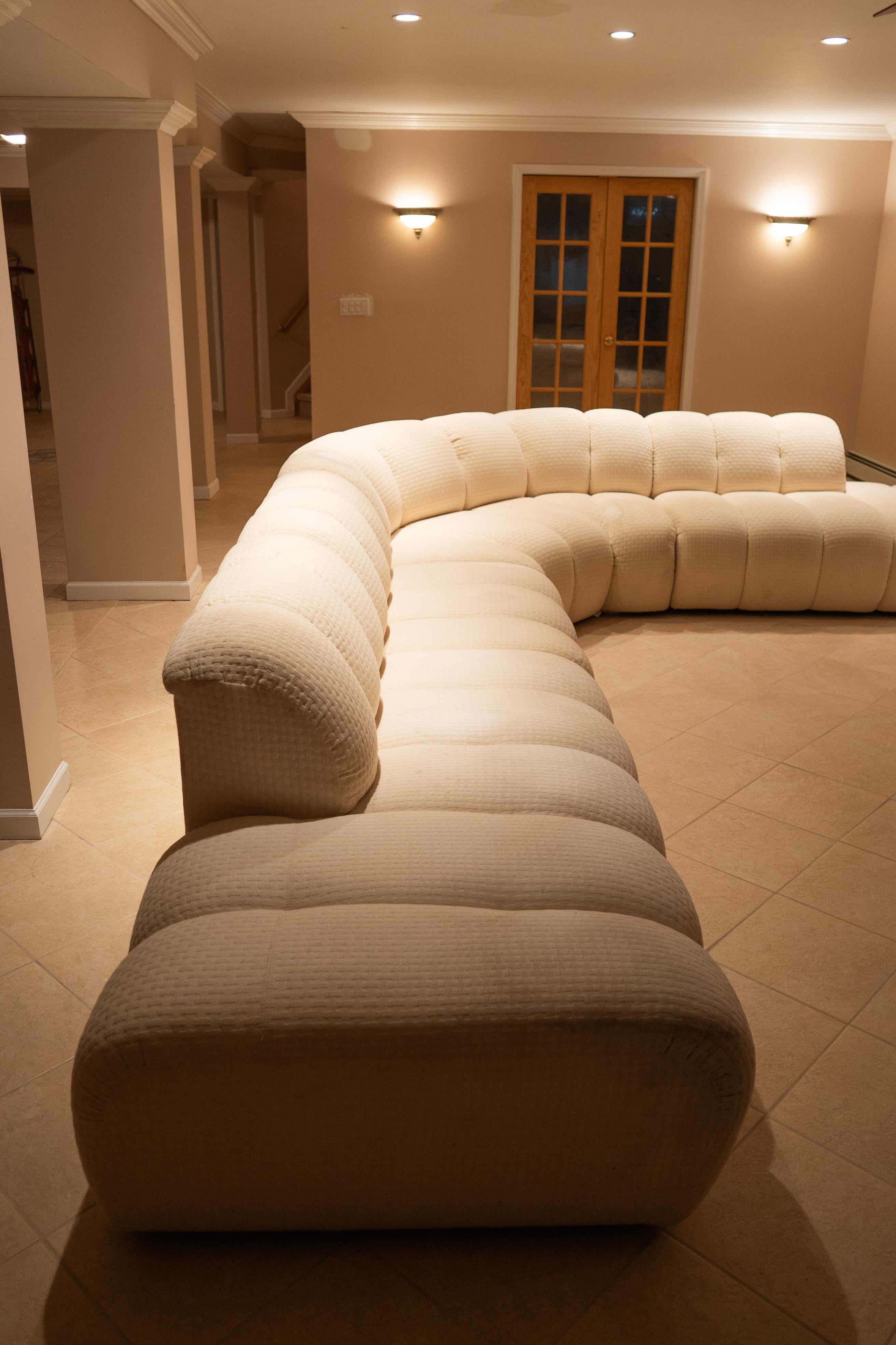 Post-Modern Large Postmodern Channeled 4-Piece Modular Sectional Sofa Attr. Steve Chase