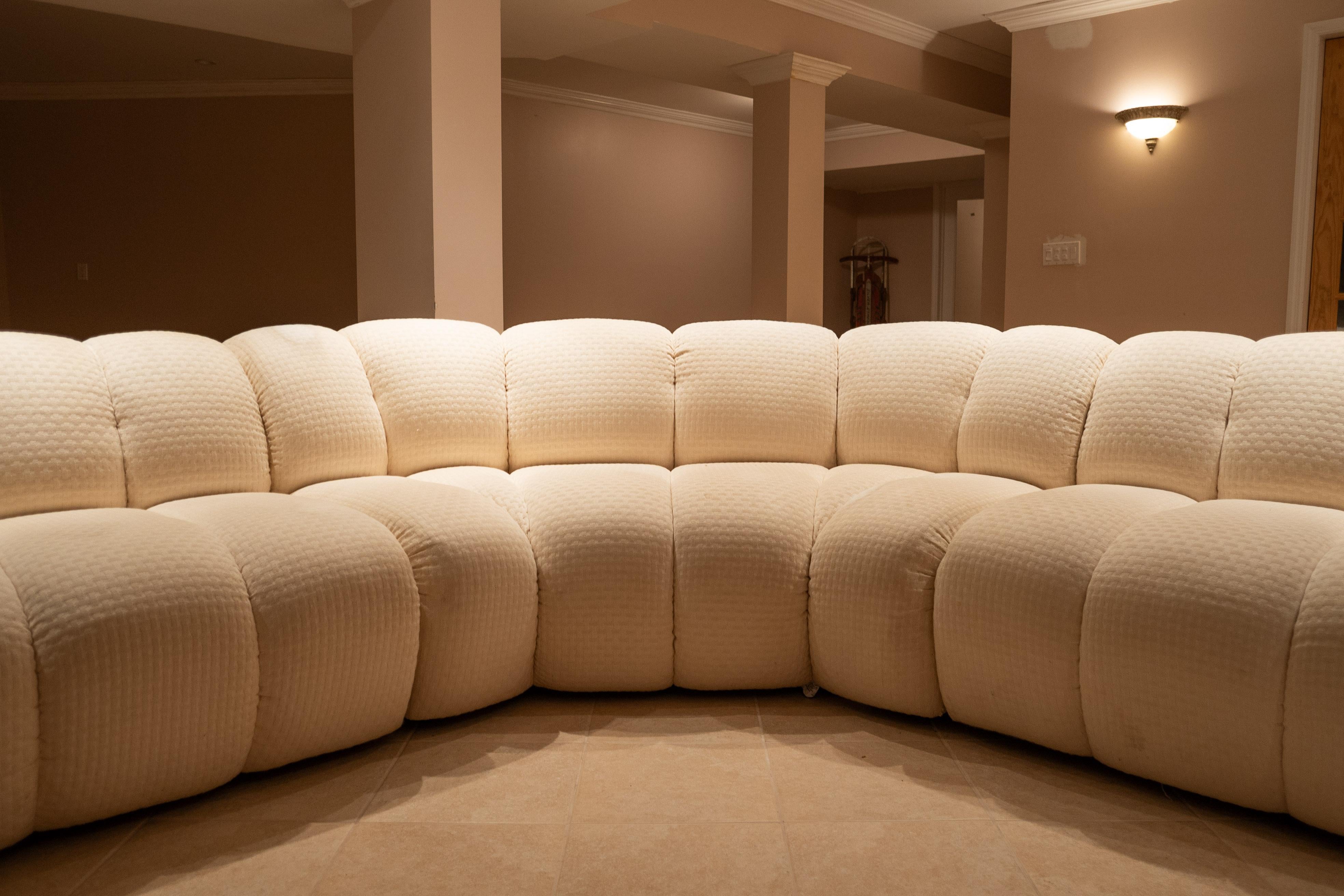 American Large Postmodern Channeled 4-Piece Modular Sectional Sofa Attr. Steve Chase