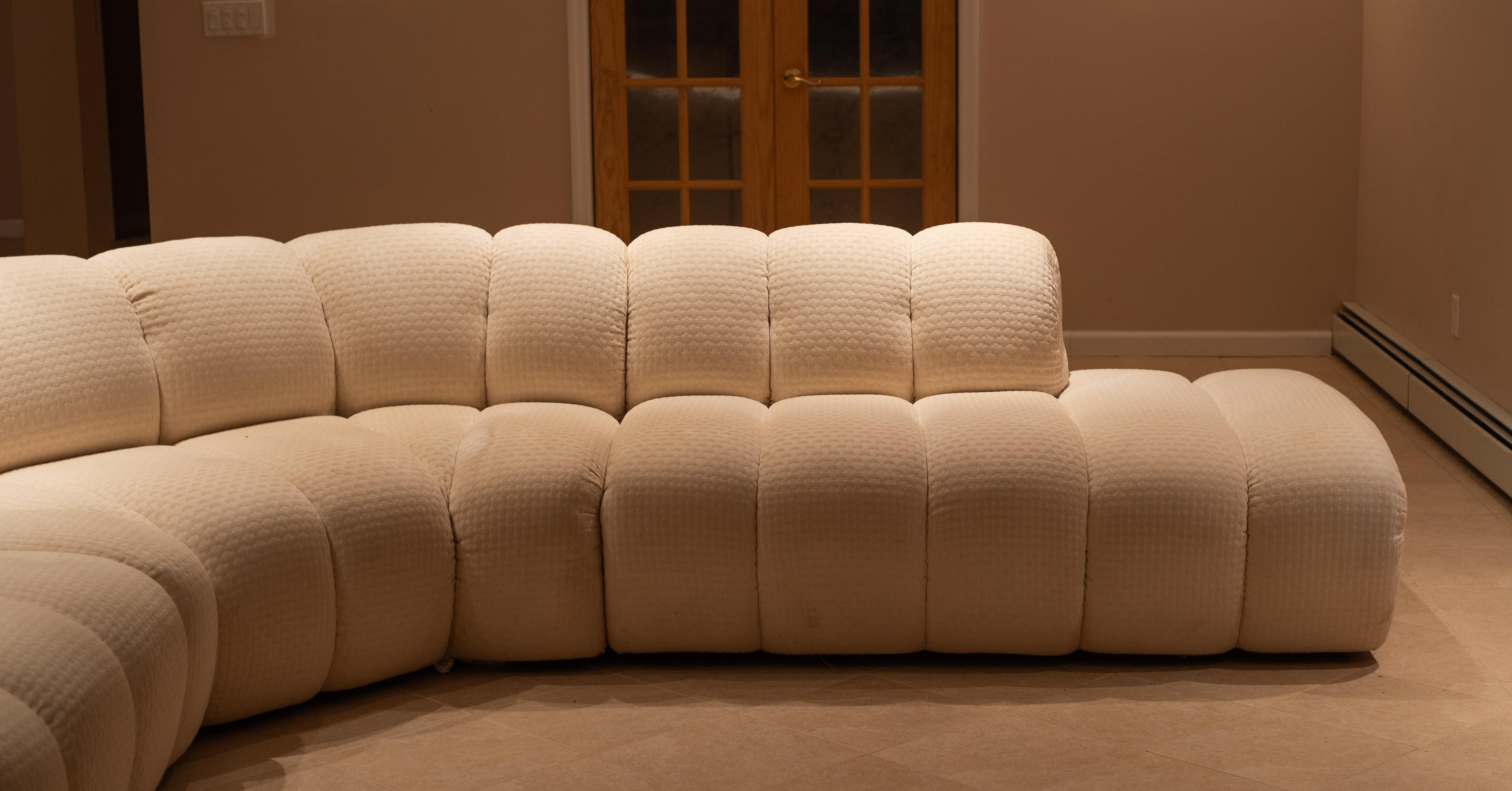 Large Postmodern Channeled 4-Piece Modular Sectional Sofa Attr. Steve Chase 1