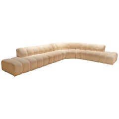 Large Postmodern Channeled 4-Piece Modular Sectional Sofa Attr. Steve Chase