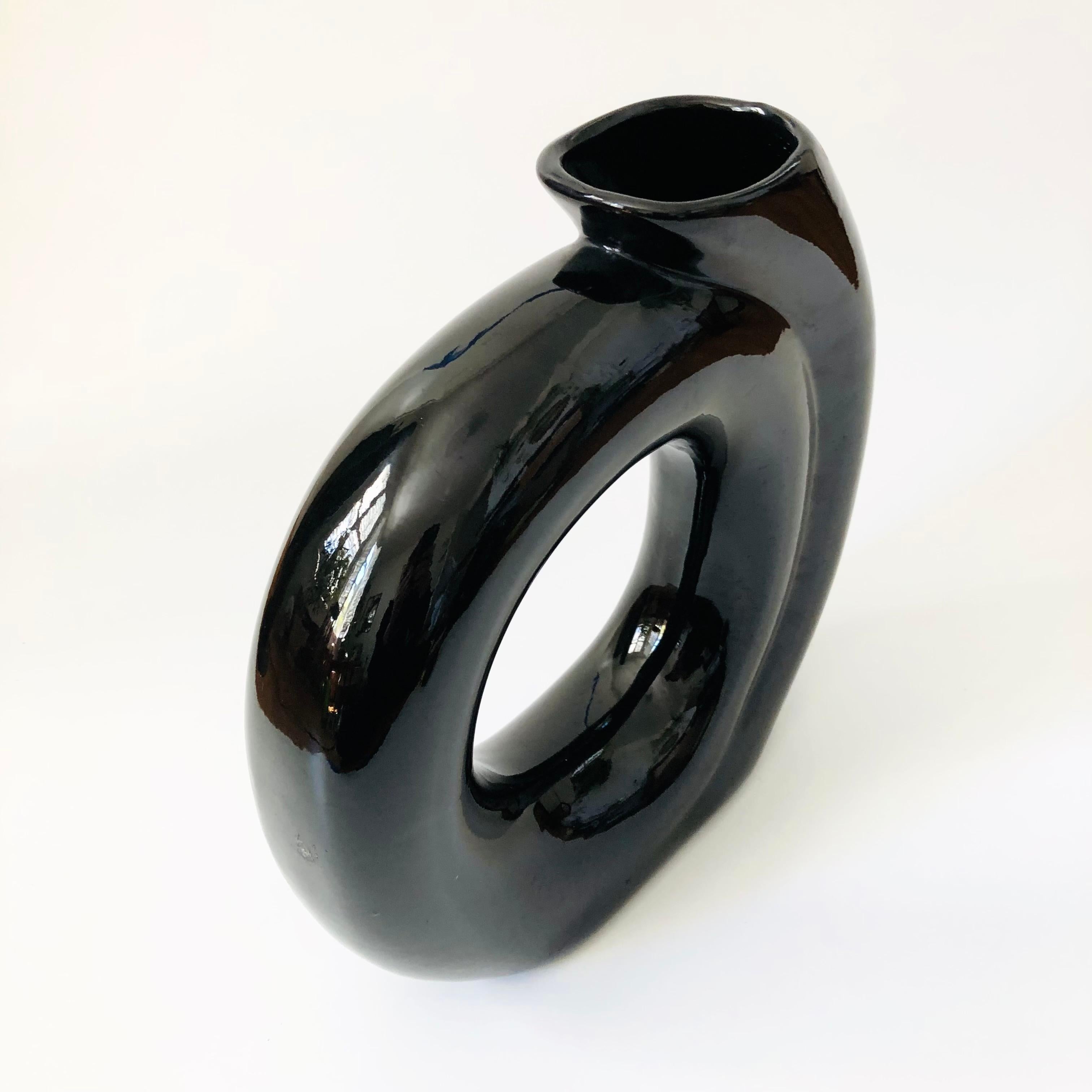 Ceramic Large Postmodern Circular Vase For Sale
