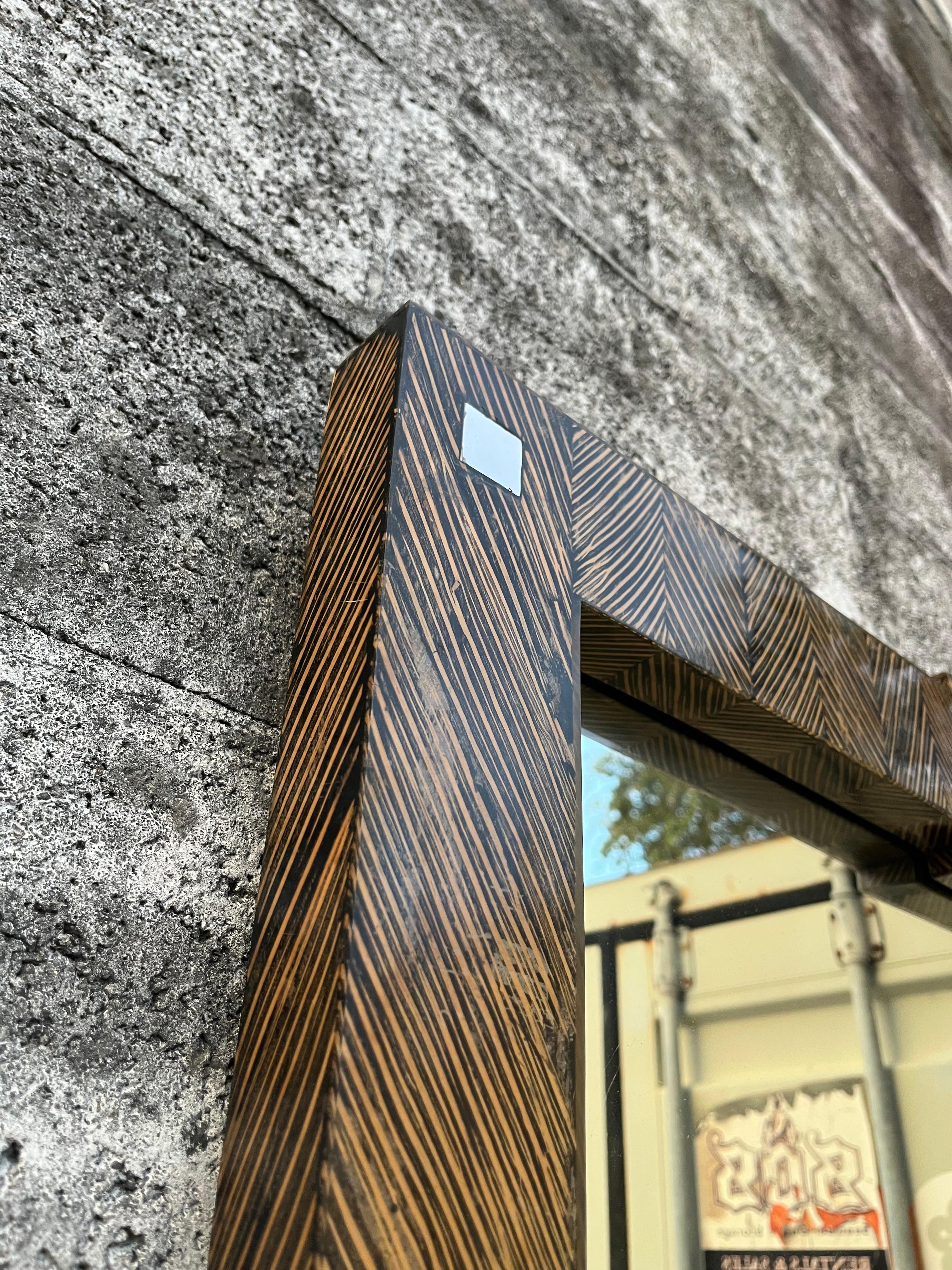 Large Postmodern Coco Wood Wall Mirror by Robb & Stucky. Circa 1990s For Sale 5