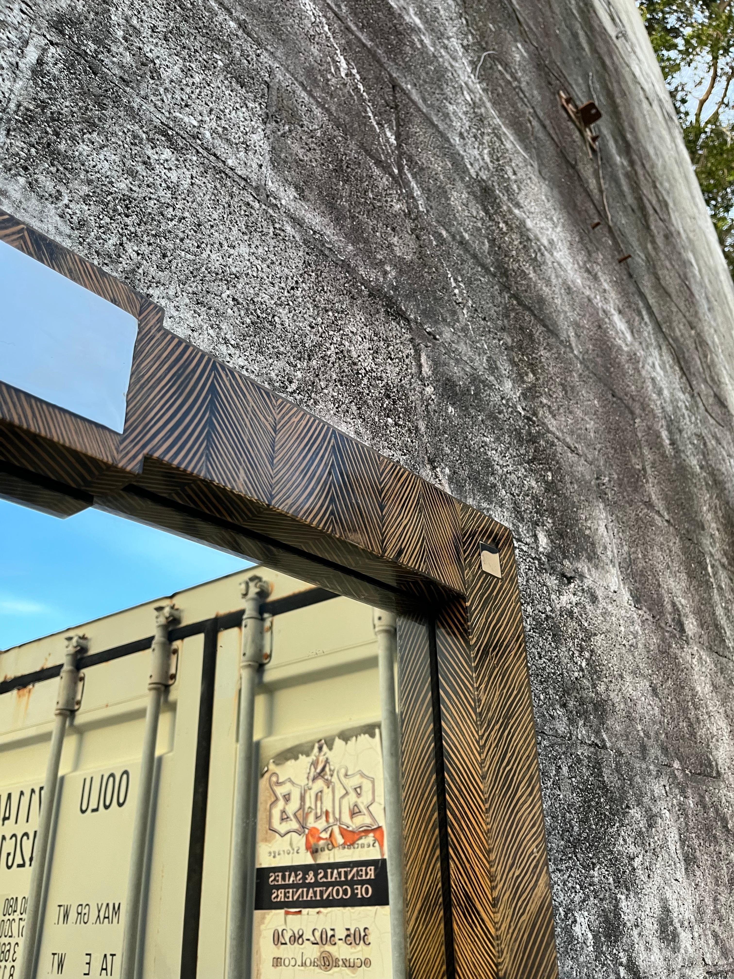 Large Postmodern Coco Wood Wall Mirror by Robb & Stucky. Circa 1990s For Sale 6