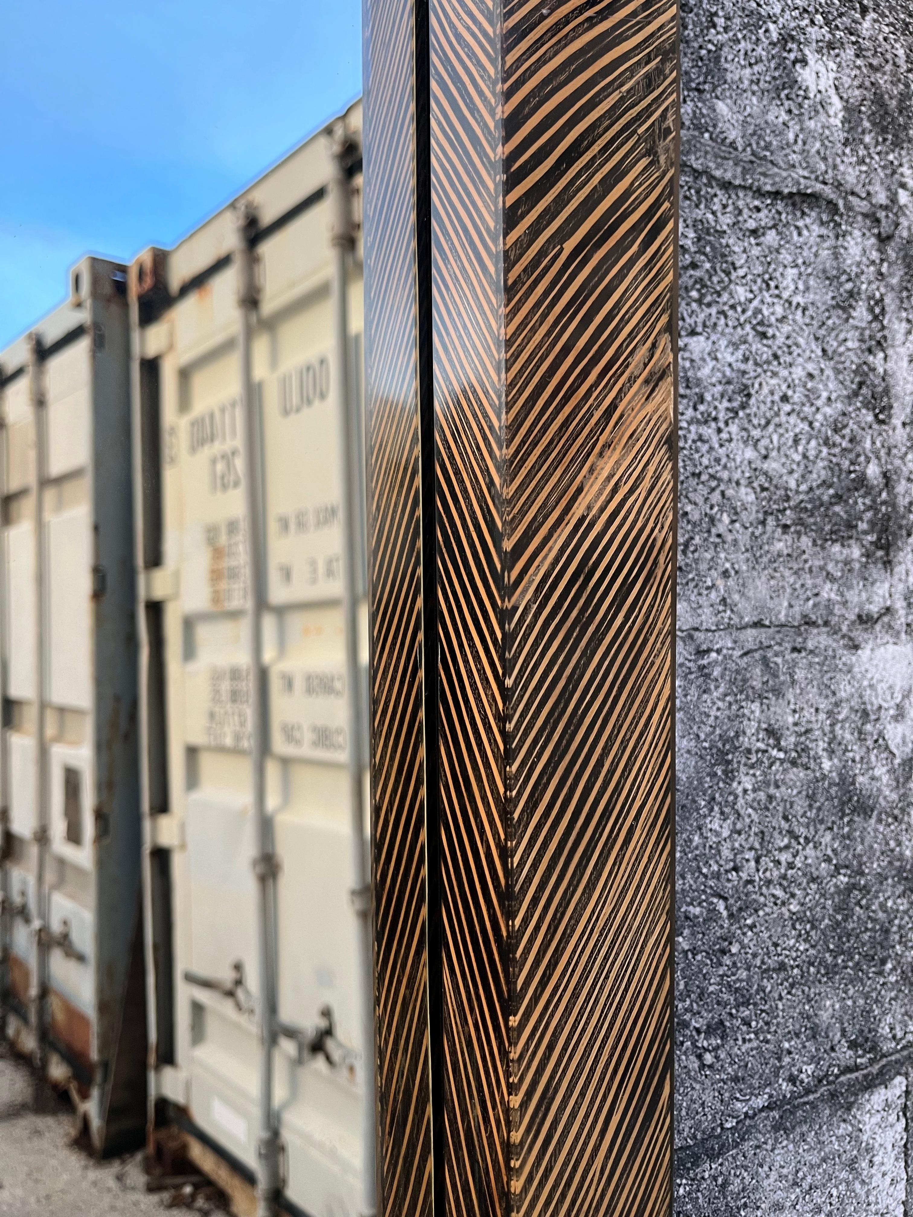 Large Postmodern Coco Wood Wall Mirror by Robb & Stucky. Circa 1990s For Sale 7