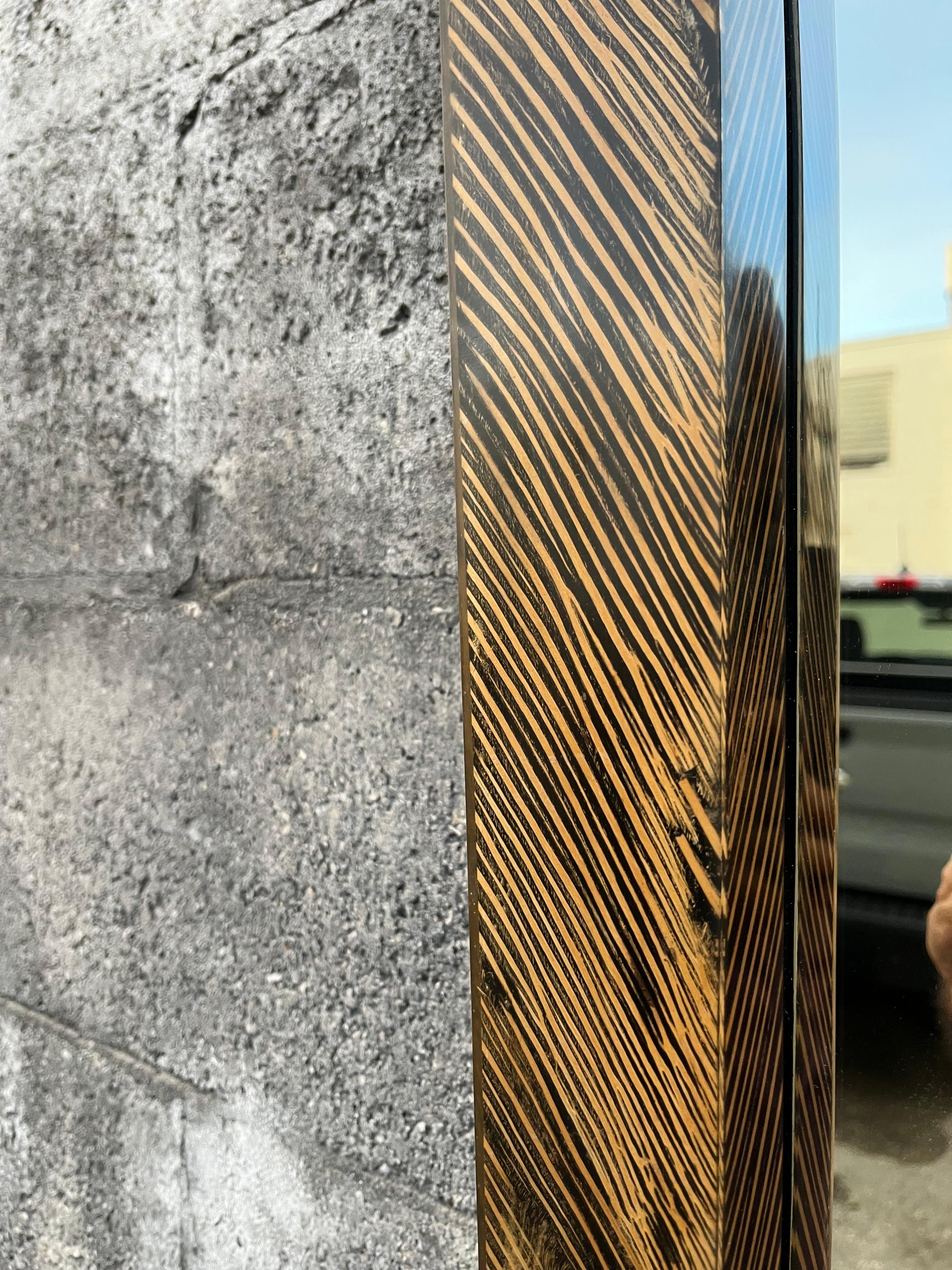 Large Postmodern Coco Wood Wall Mirror by Robb & Stucky. Circa 1990s For Sale 8