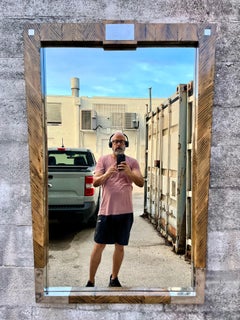 Large Postmodern Coco Wood Wall Mirror by Robb & Stucky. Circa 1990s