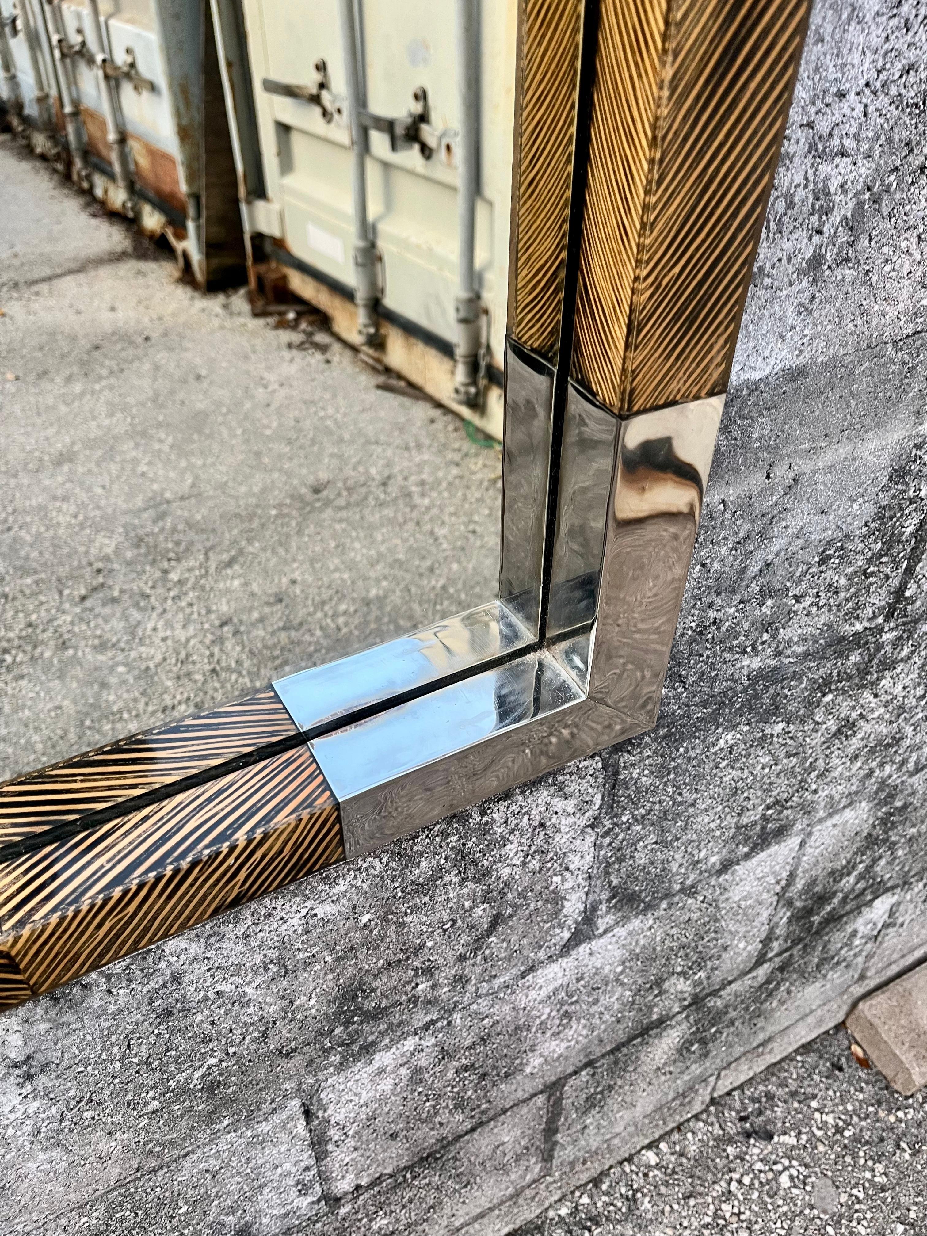 Large Postmodern Coco Wood Wall Mirror by Robb & Stucky. Circa 1990s For Sale 2
