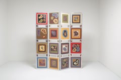 Large Postmodern Four-Panel Screen Abstract Art Room Divider, 1970s.