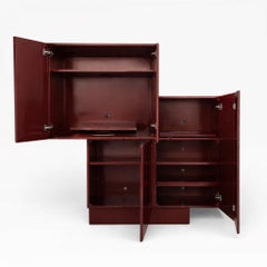 Large Postmodern Geometric Bar Cabinet in Custom Lacquer