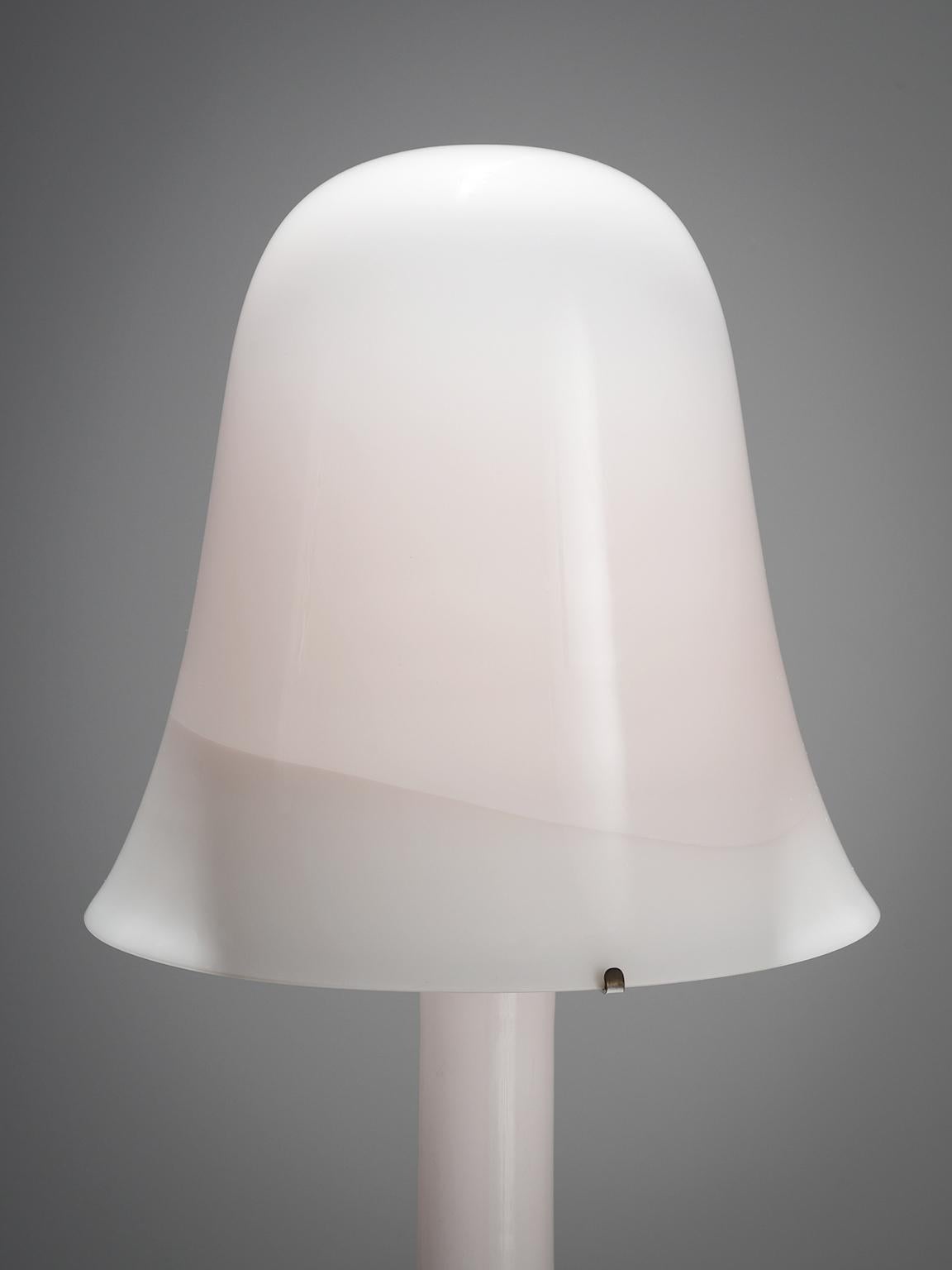 Late 20th Century Large Postmodern Italian Floor Lamp in Opaline Glass