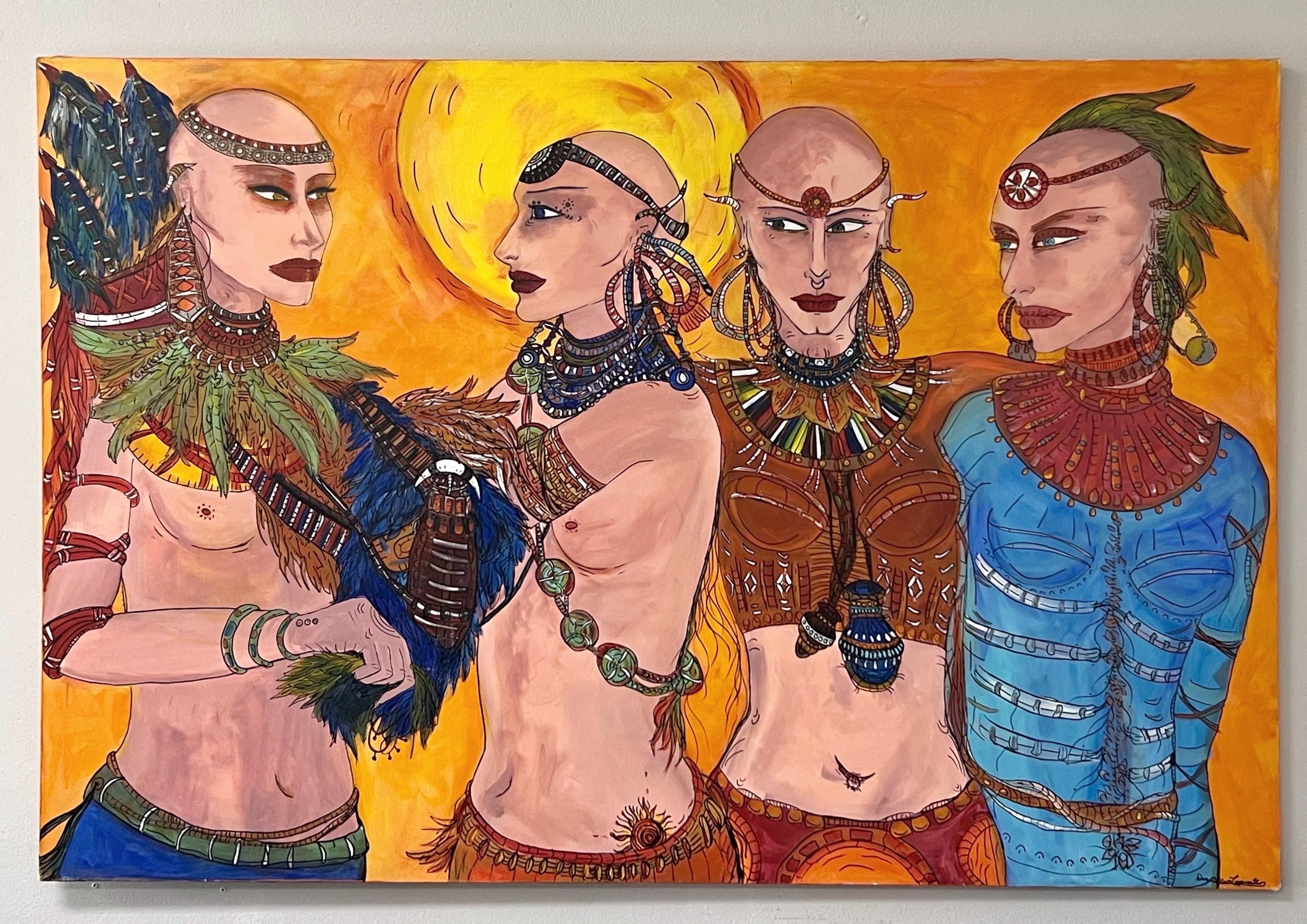 Large Postmodern Italian Painting by Donatella Lopresti In Good Condition For Sale In Miami, FL