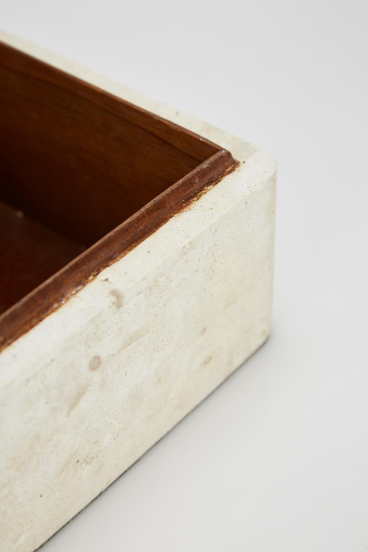 Large Postmodern Matte White Tessellated Stone Lidded Decorative Box, 1990s For Sale 3