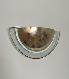 Large Postmodern Pair of Gold Glass Wall Sconces by Estiluz, Barcelona, 1980s