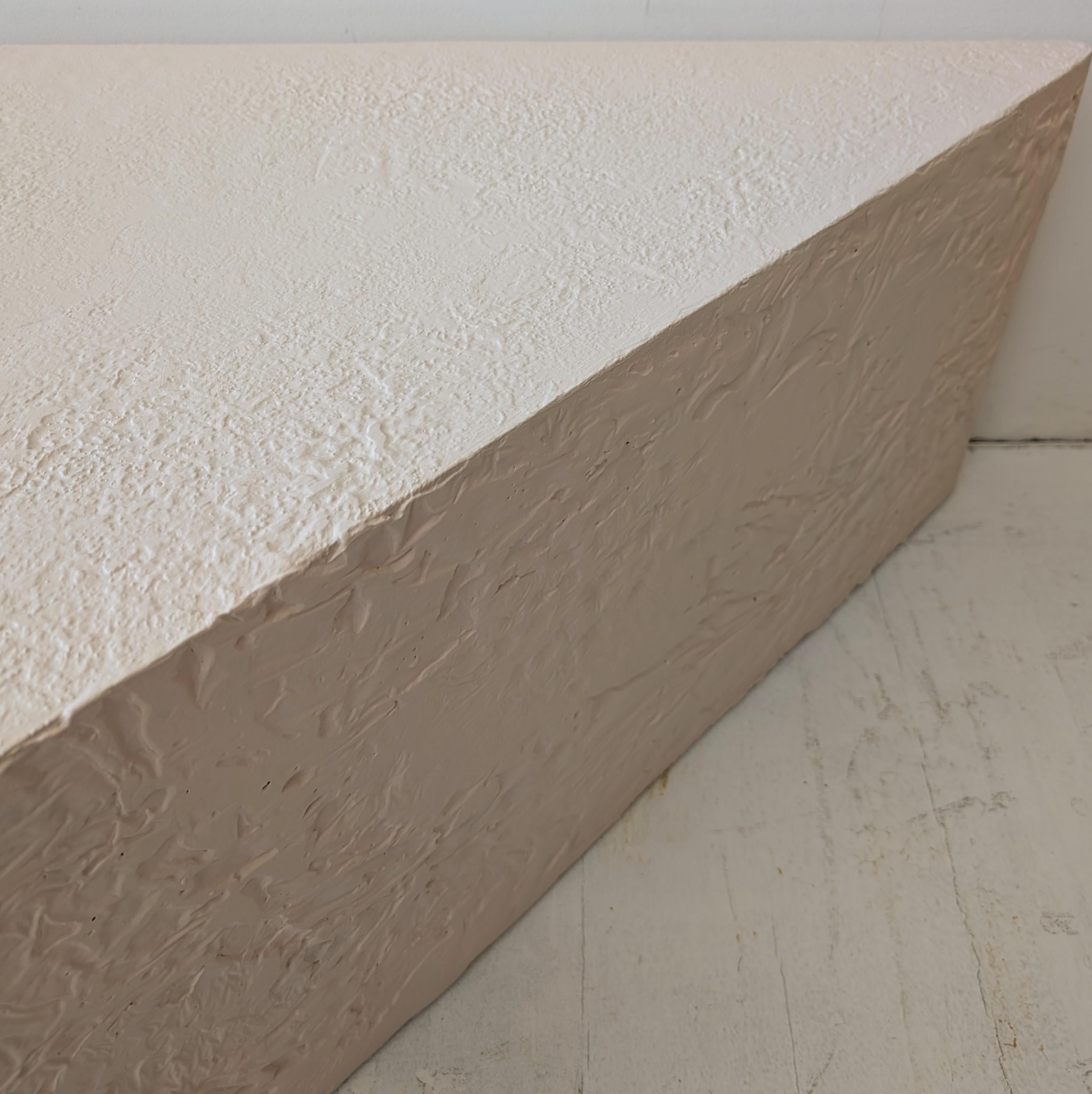 Triangular Plaster Large postmodern pale pink textured plaster triangular coffee table ...