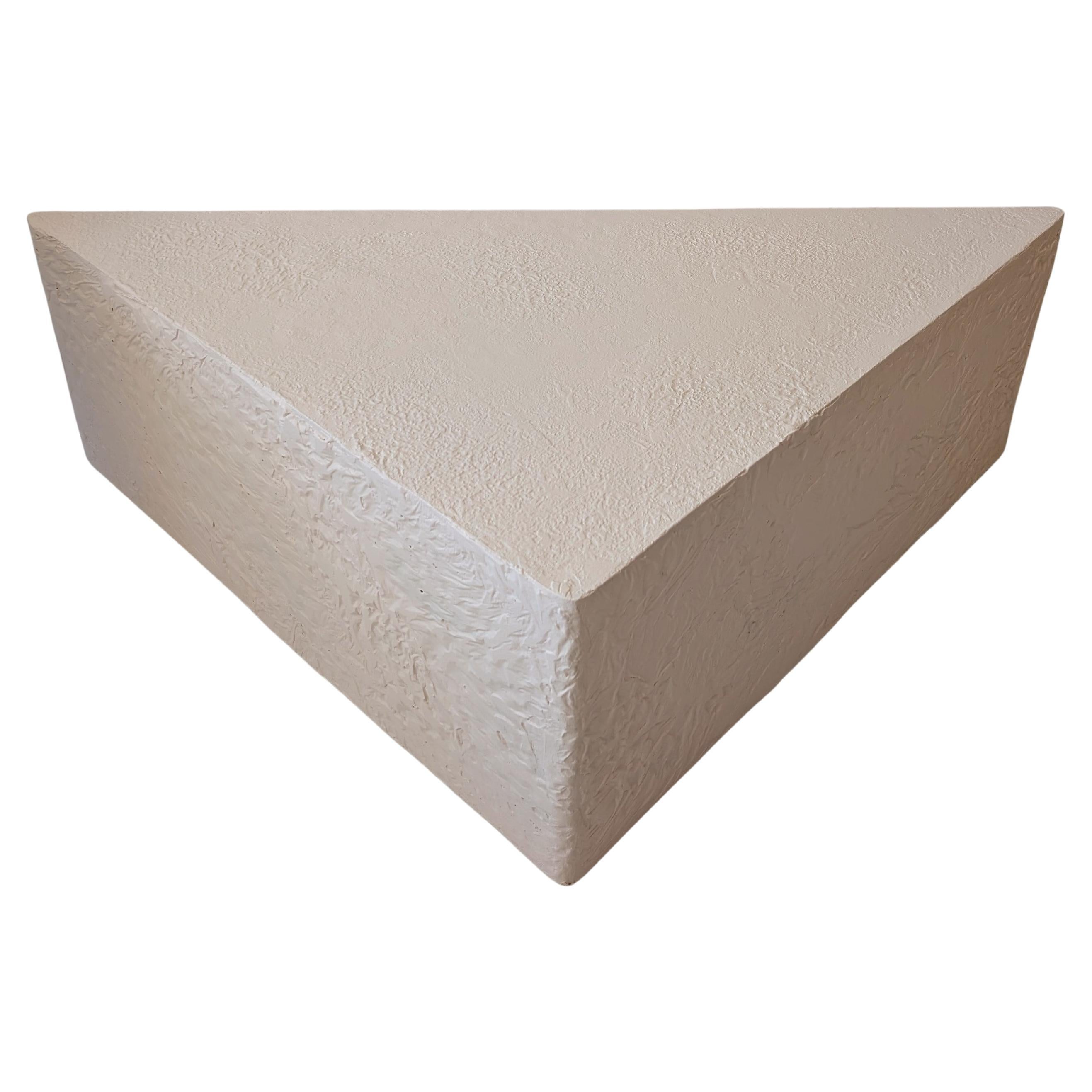 Triangular Plaster Large postmodern pale pink textured plaster triangular coffee table ...