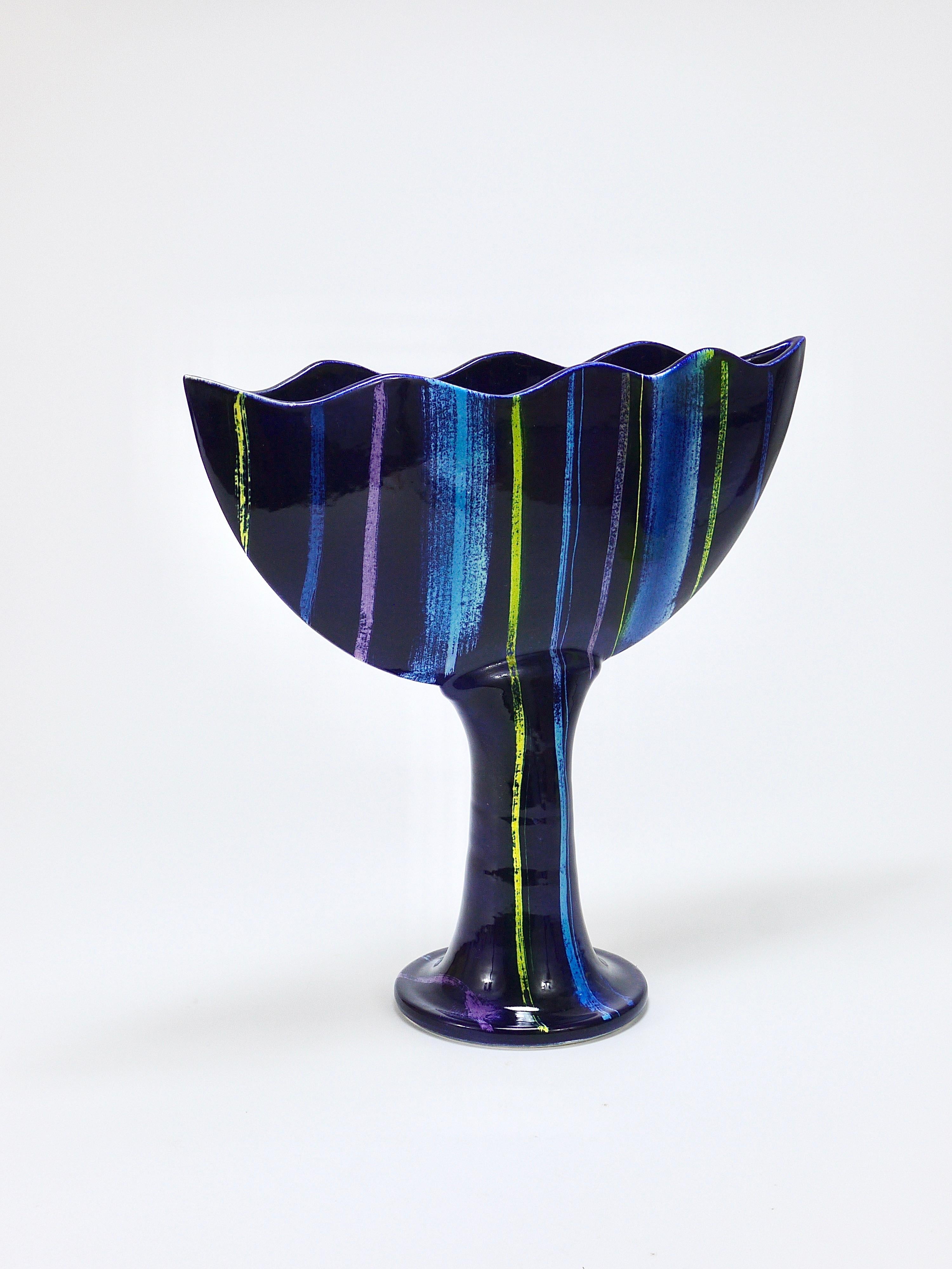Glazed Large Postmodern Pottery Vase by Jesper Packness, Memphis-Style, Denmark For Sale