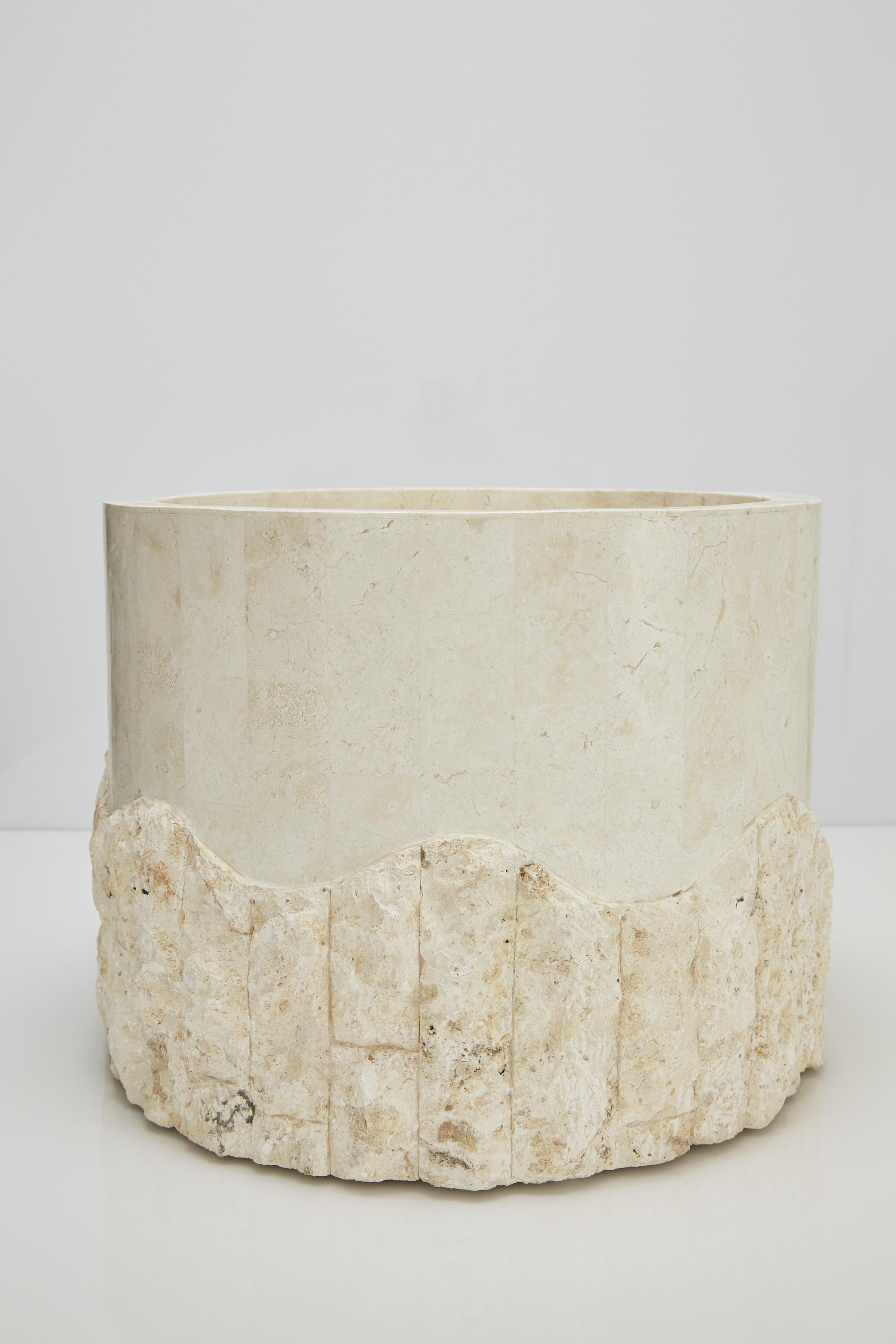 Philippine Large Postmodern Round Tessellated Stone Planter in Rough and Smooth, 1990s For Sale