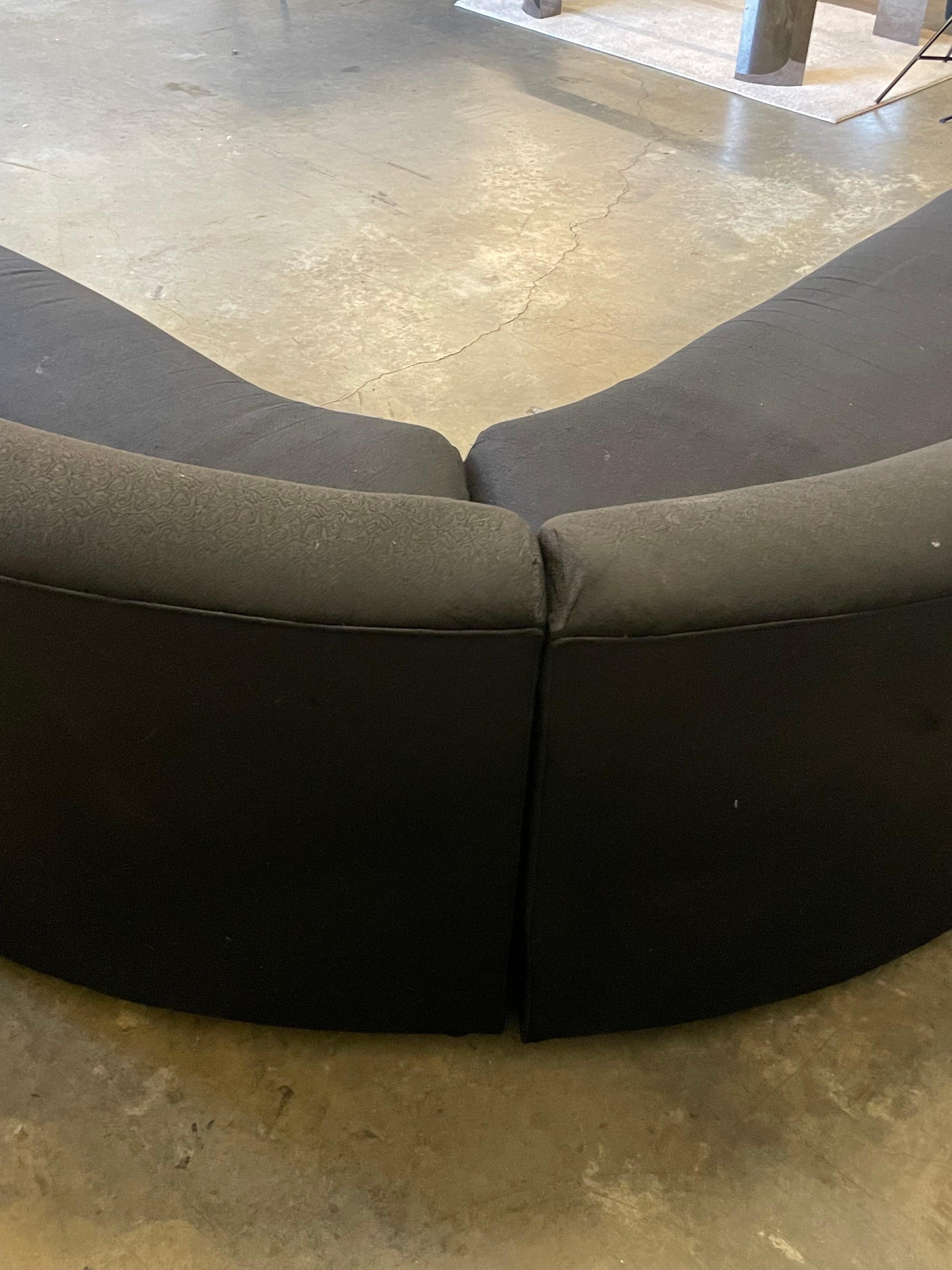 Large Postmodern Serpentine Sectional with Stacked Base after Vladimir Kagan For Sale 3