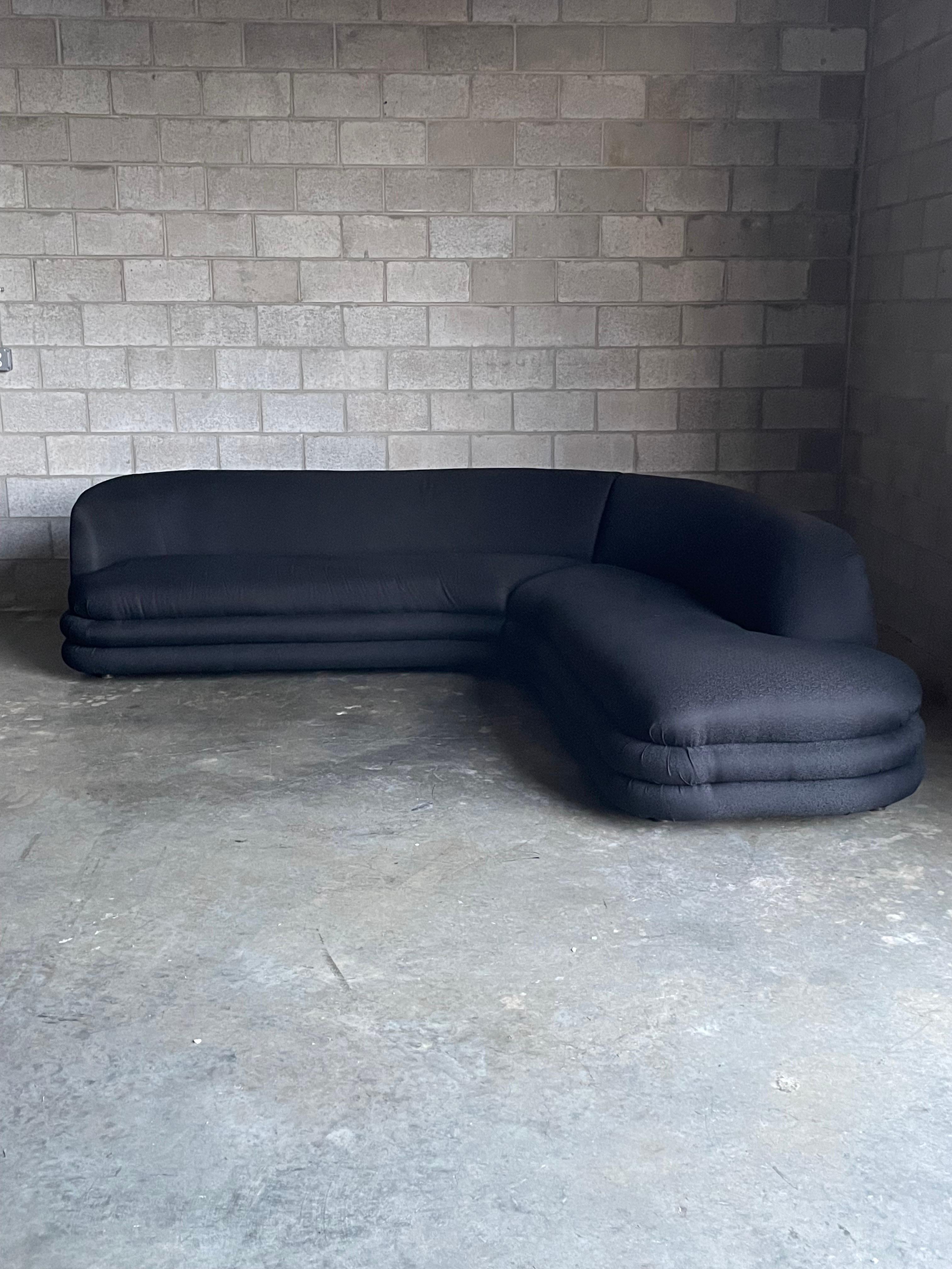 Late 20th Century Large Postmodern Serpentine Sectional with Stacked Base after Vladimir Kagan For Sale