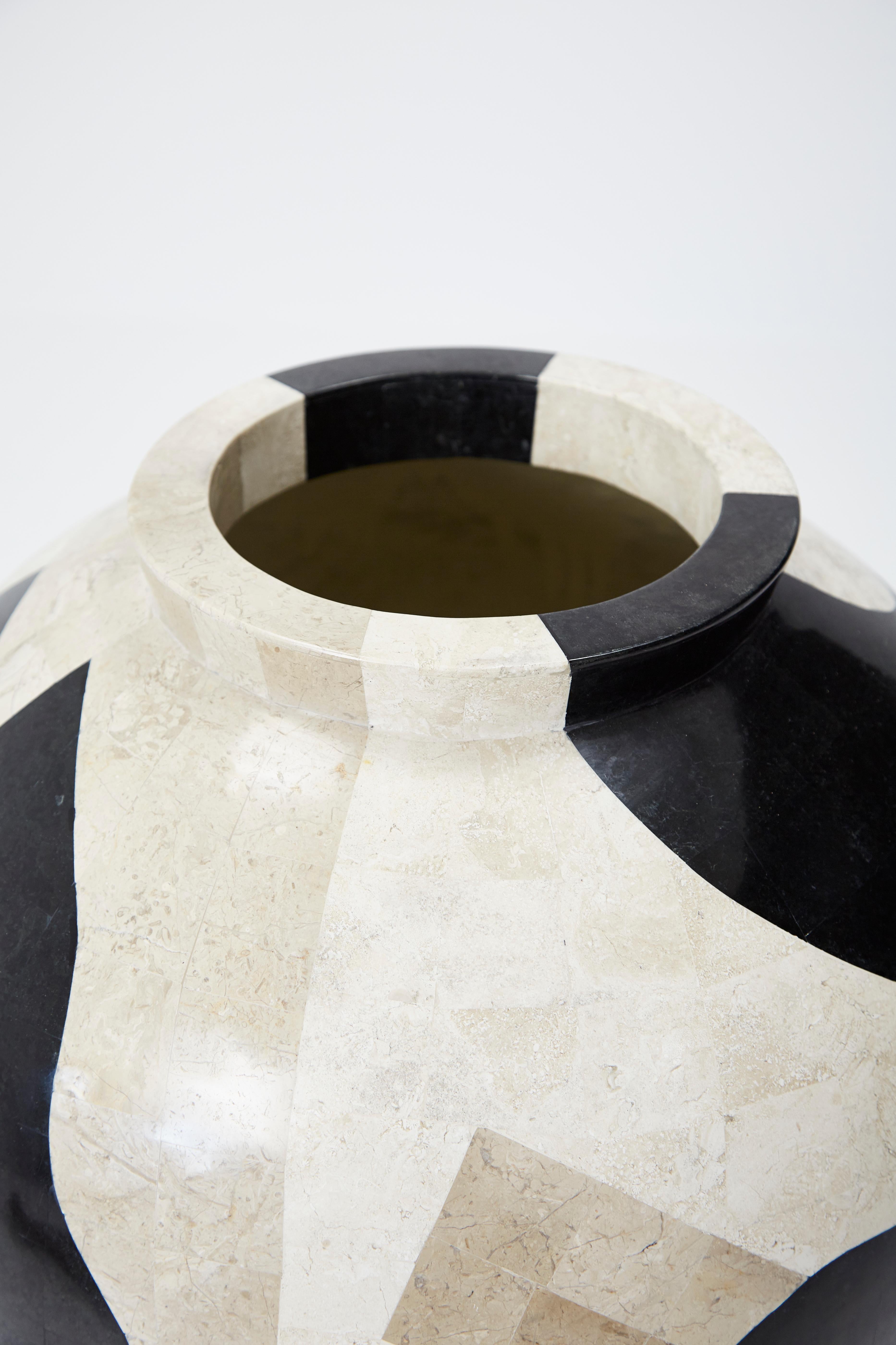 Inlay Large Postmodern Tessellated et Cetera Mango Jar Floor Vase, 1990s For Sale
